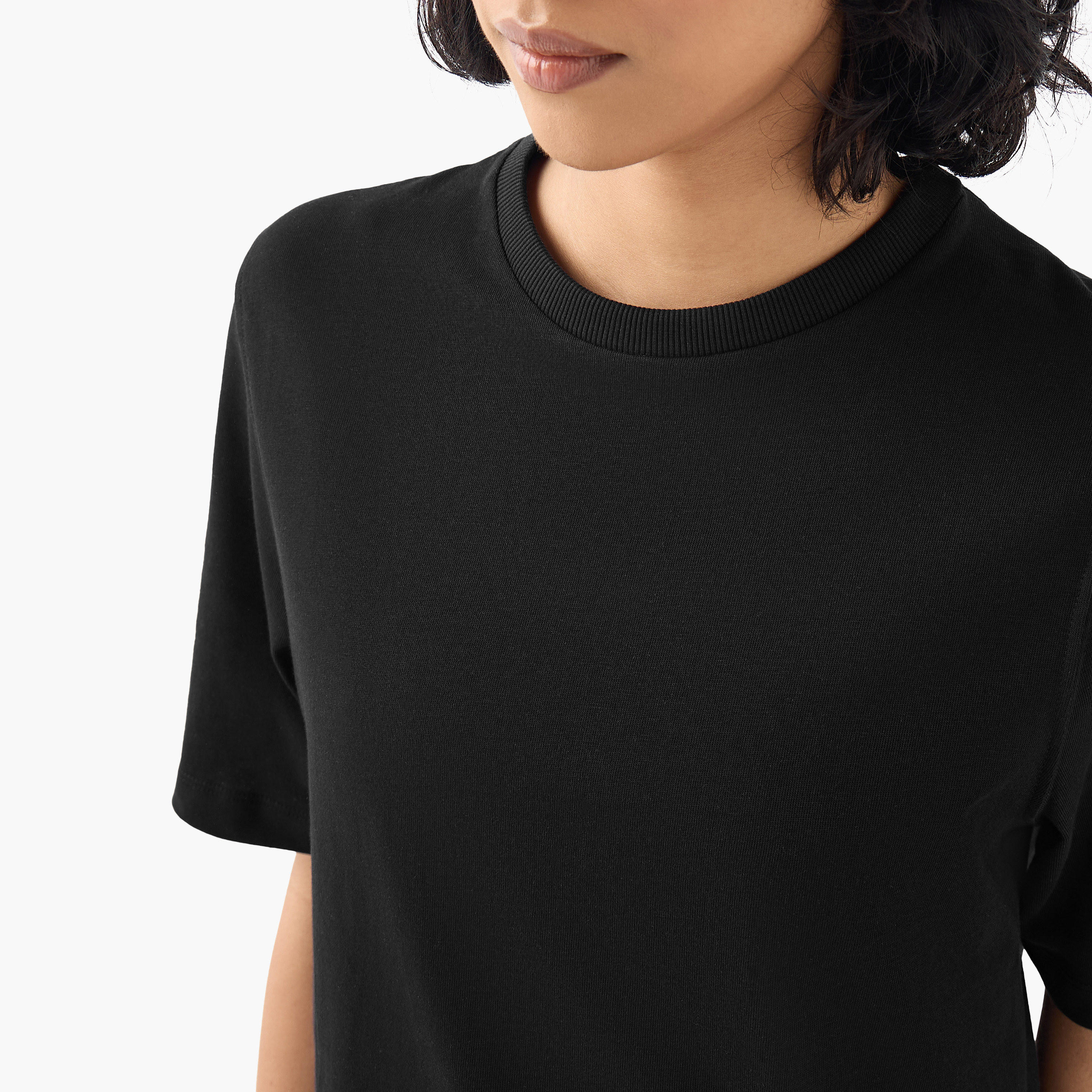 Relaxed Fit Crew Neck Cotton T-shirt-women-clothing-tshirts-image-4