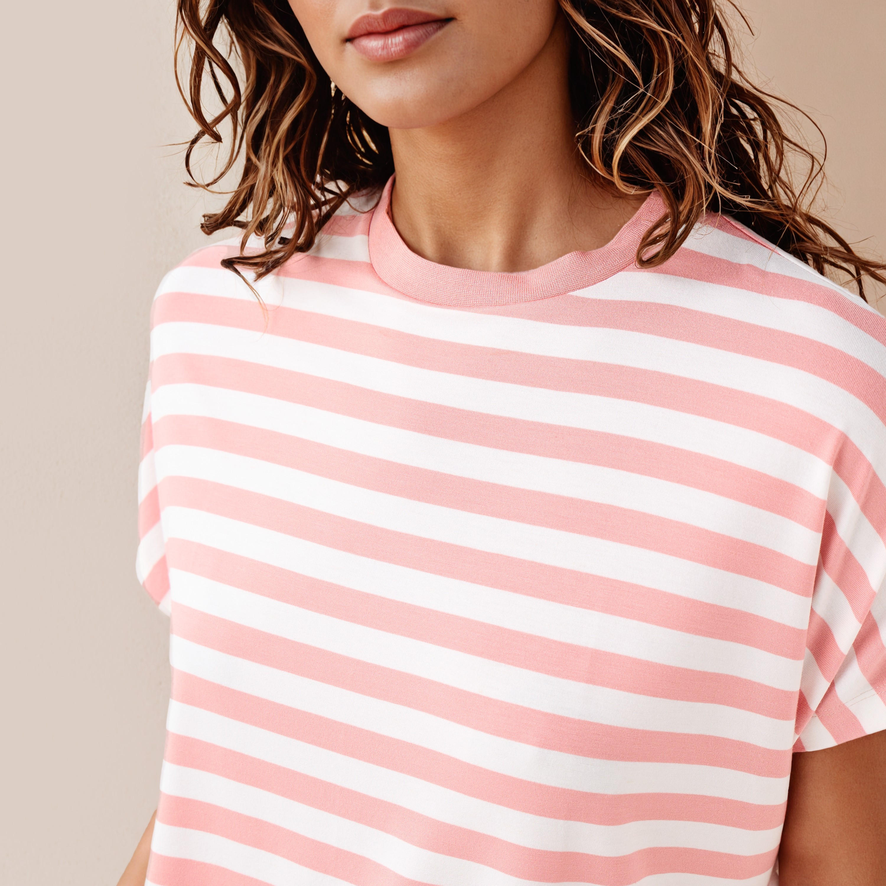 Striped Viscose Crew Neck T-shirt-women-clothing-tshirts-image-4