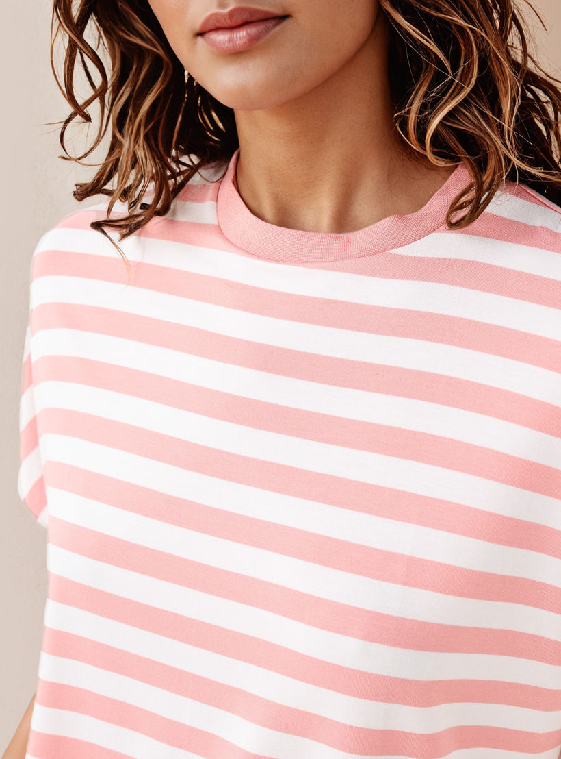 Striped Viscose Crew Neck T-shirt-women-clothing-tshirts-image-4
