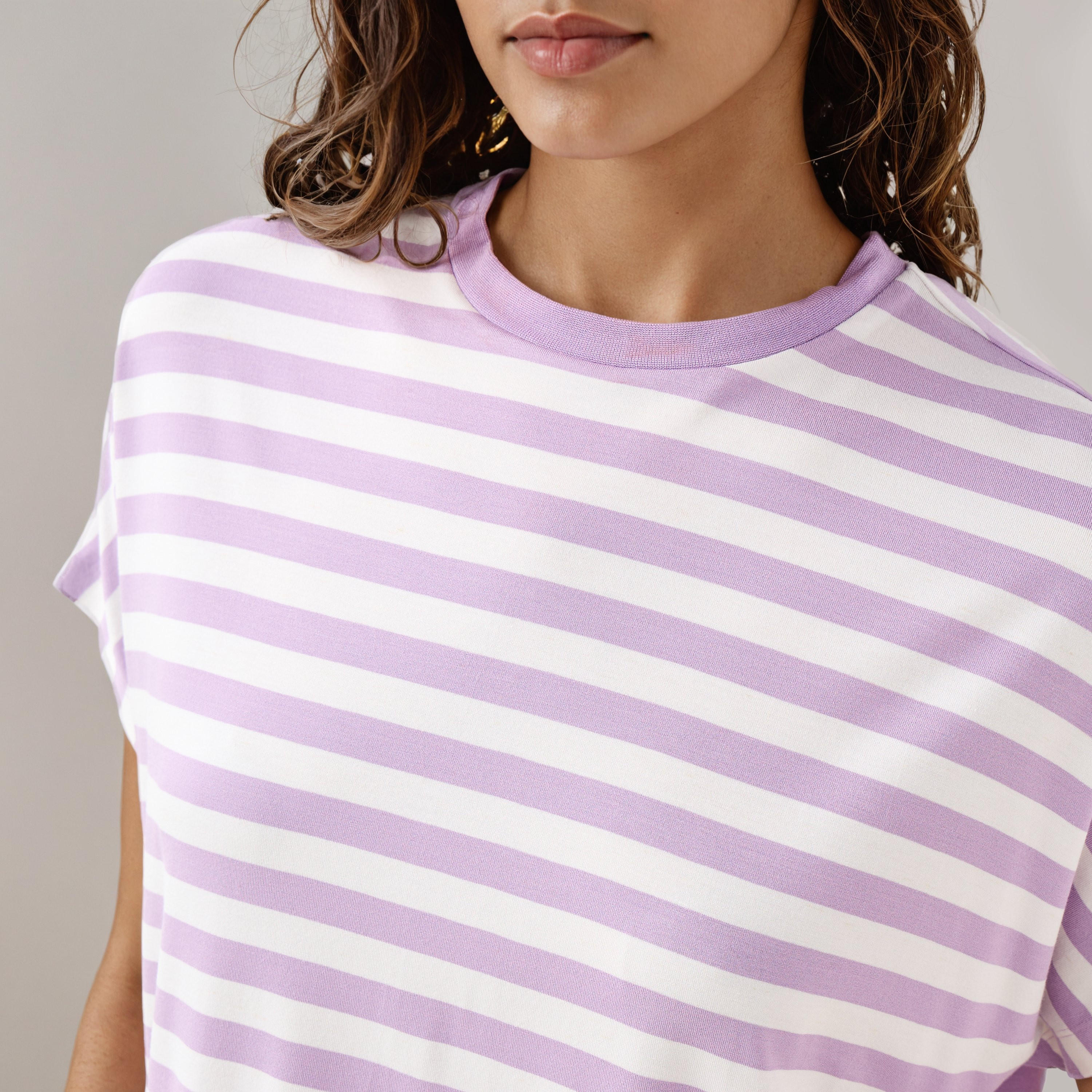 Striped Viscose Crew Neck T-shirt-women-clothing-tshirts-image-4