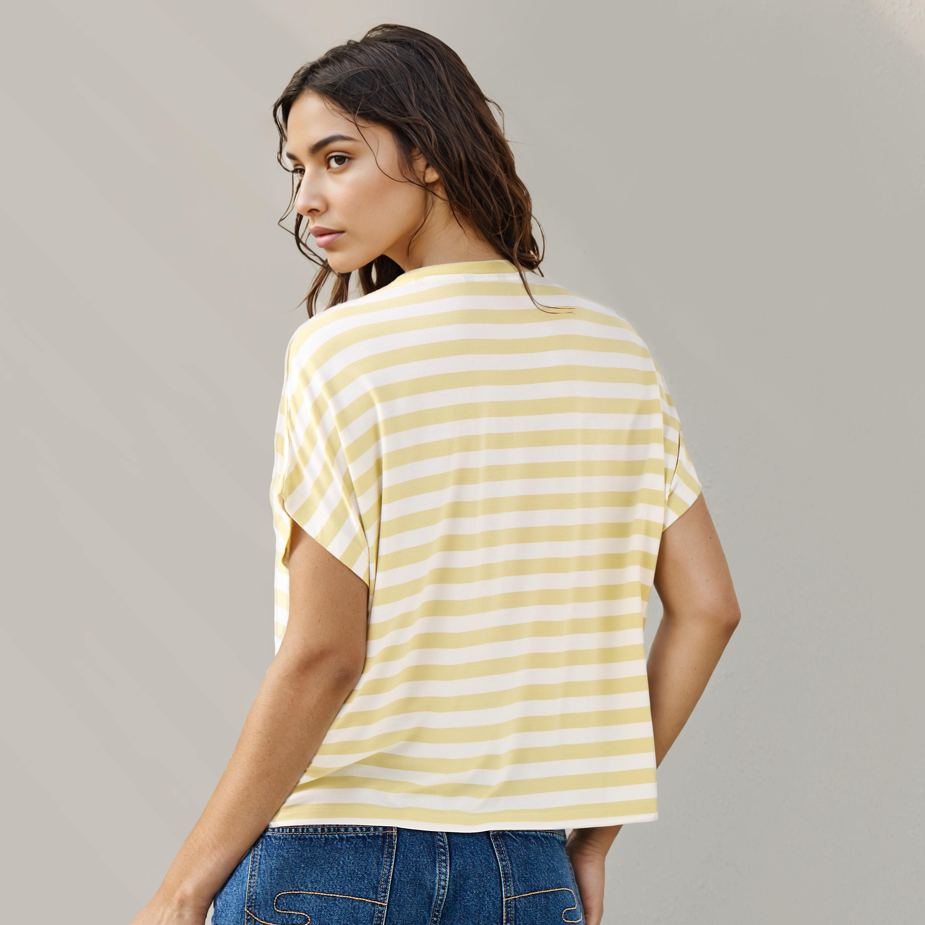 Striped Viscose Crew Neck T-shirt-women-clothing-tshirts-image-3