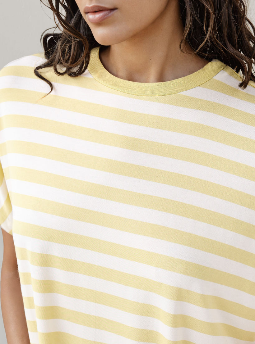 Striped Viscose Crew Neck T-shirt-women-clothing-tshirts-image-4
