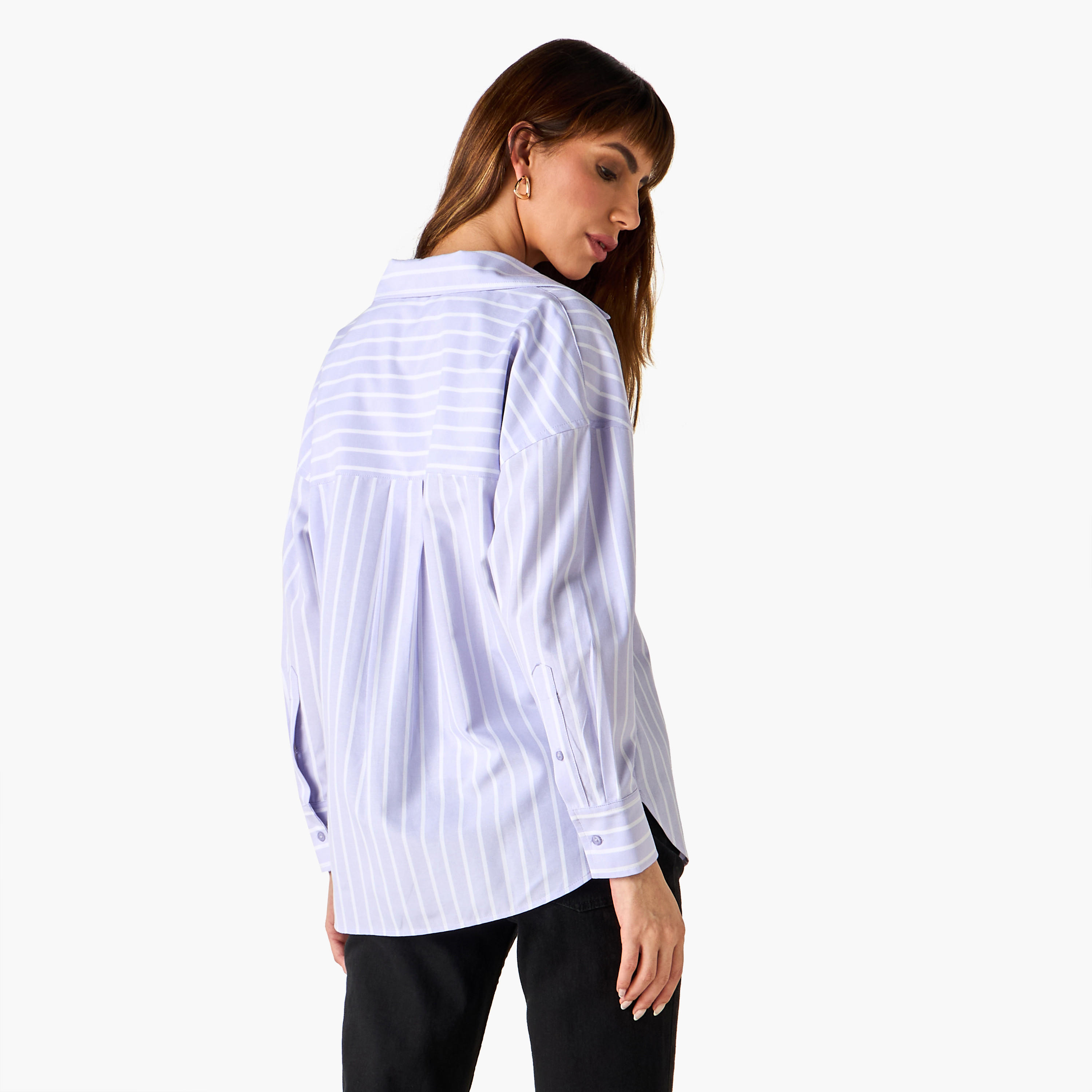 Regular Fit Striped Oxford Shirt-women-clothing-shirtsandblouses-shirts-image-3