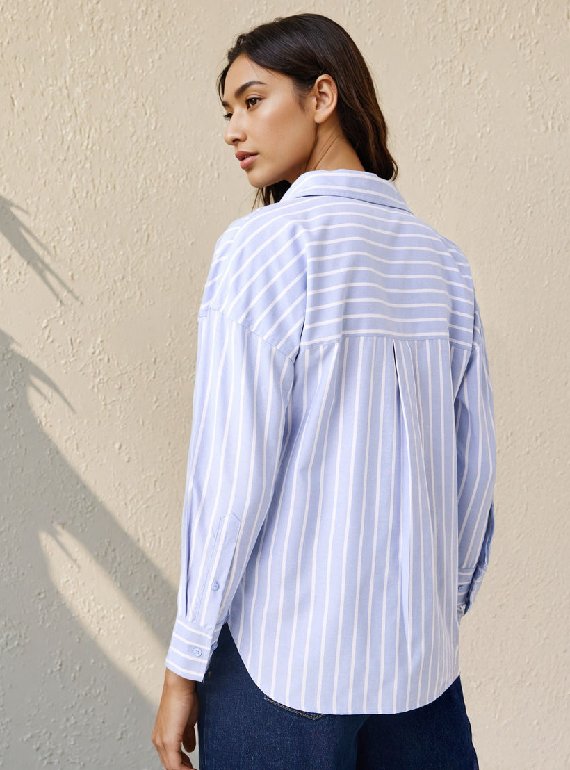Regular Fit Striped Oxford Shirt-women-clothing-shirtsandblouses-shirts-image-3
