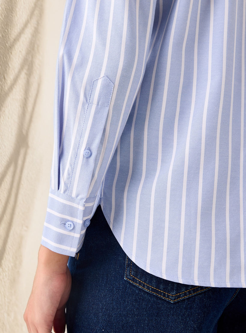 Regular Fit Striped Oxford Shirt-women-clothing-shirtsandblouses-shirts-image-4