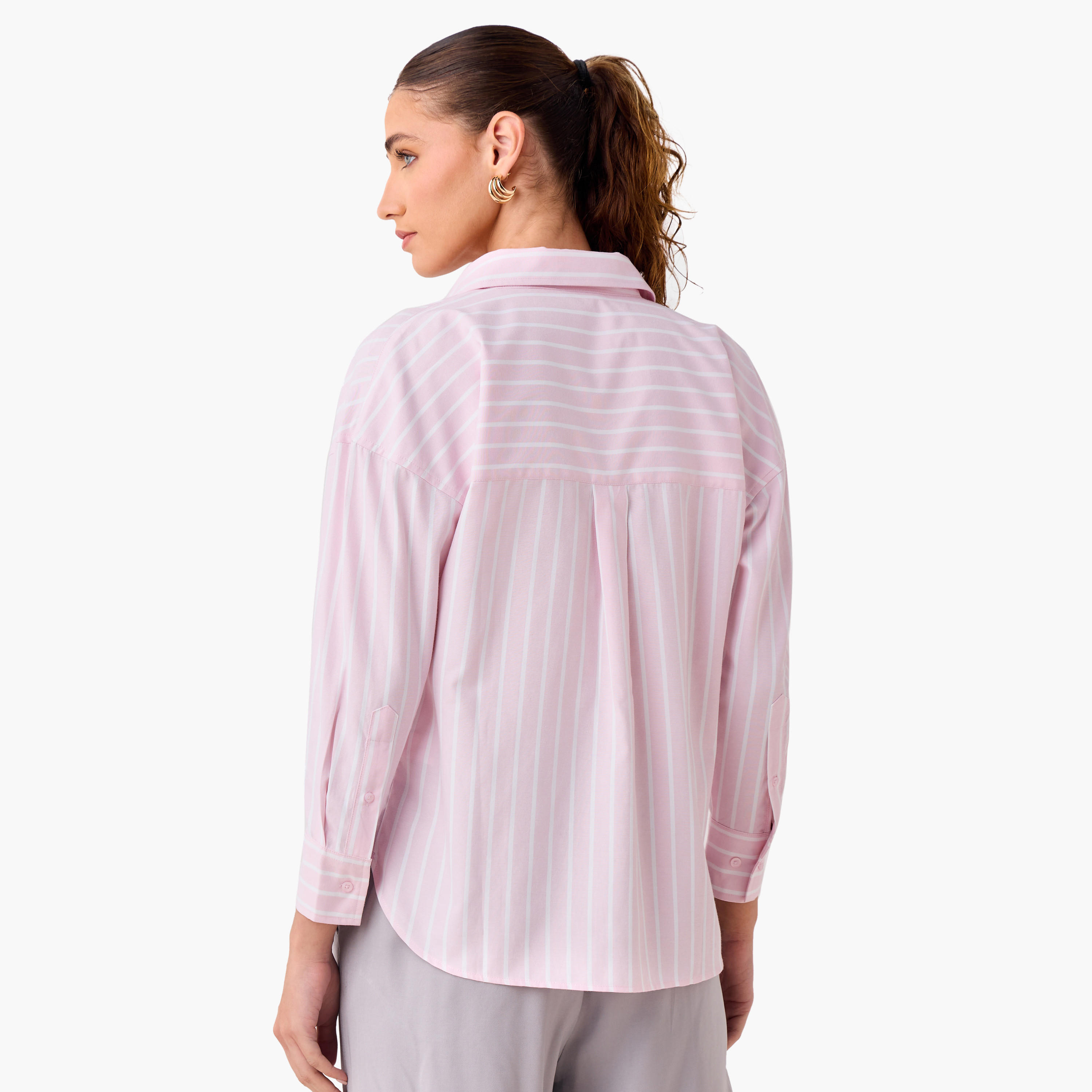 Regular Fit Striped Oxford Shirt-women-clothing-shirtsandblouses-shirts-image-3