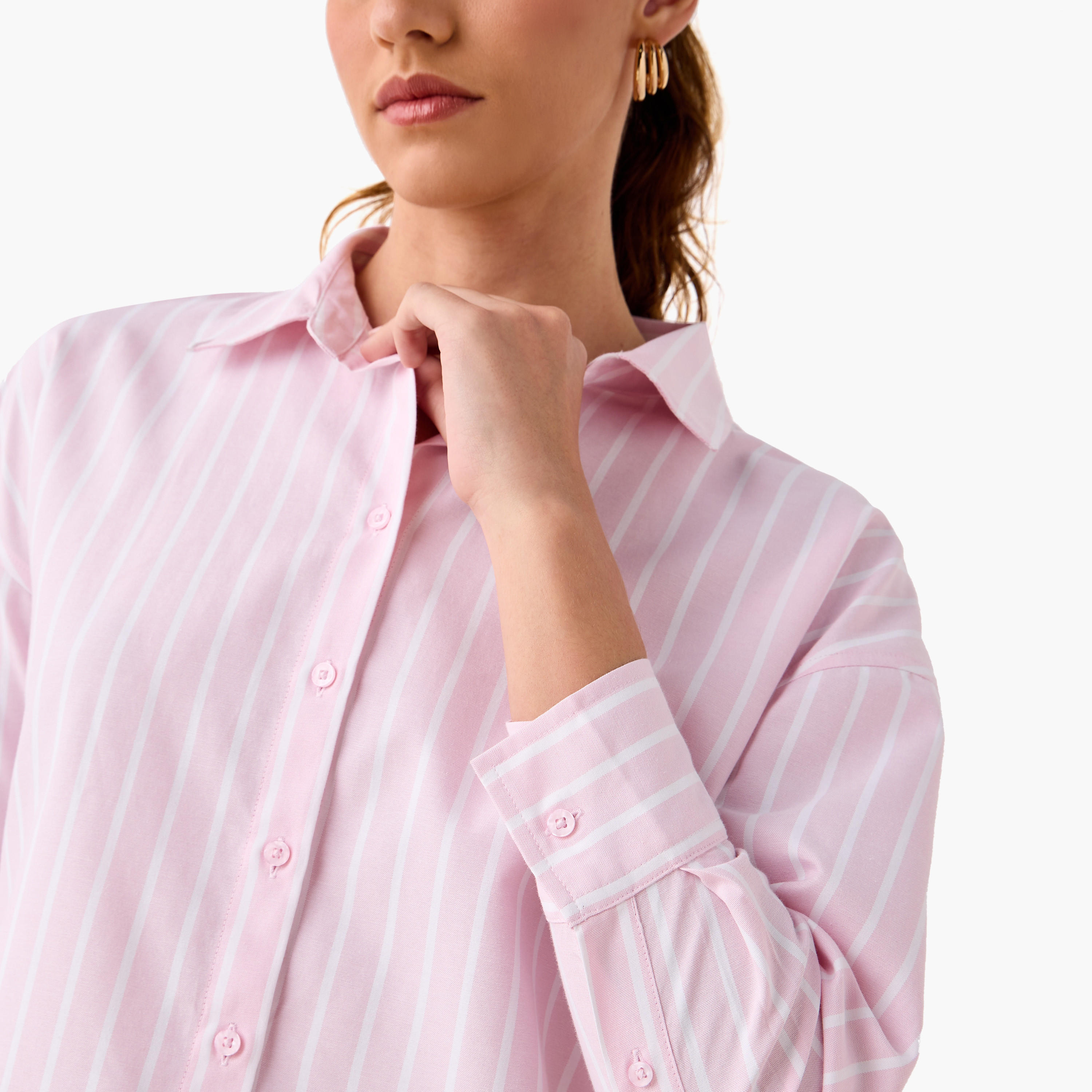 Regular Fit Striped Oxford Shirt-women-clothing-shirtsandblouses-shirts-image-4