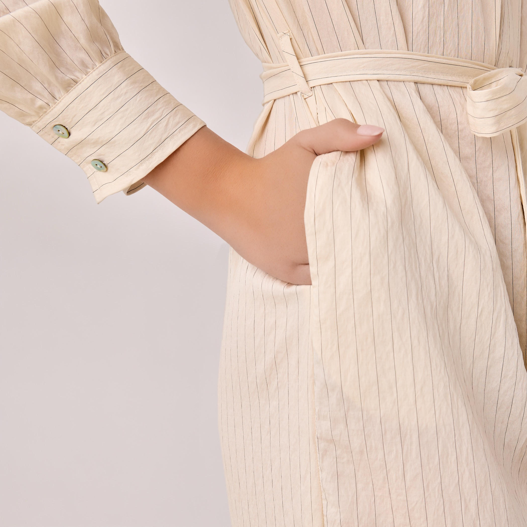 Striped Midi Shirt Dress with Belt-women-clothing-dresses-image-4