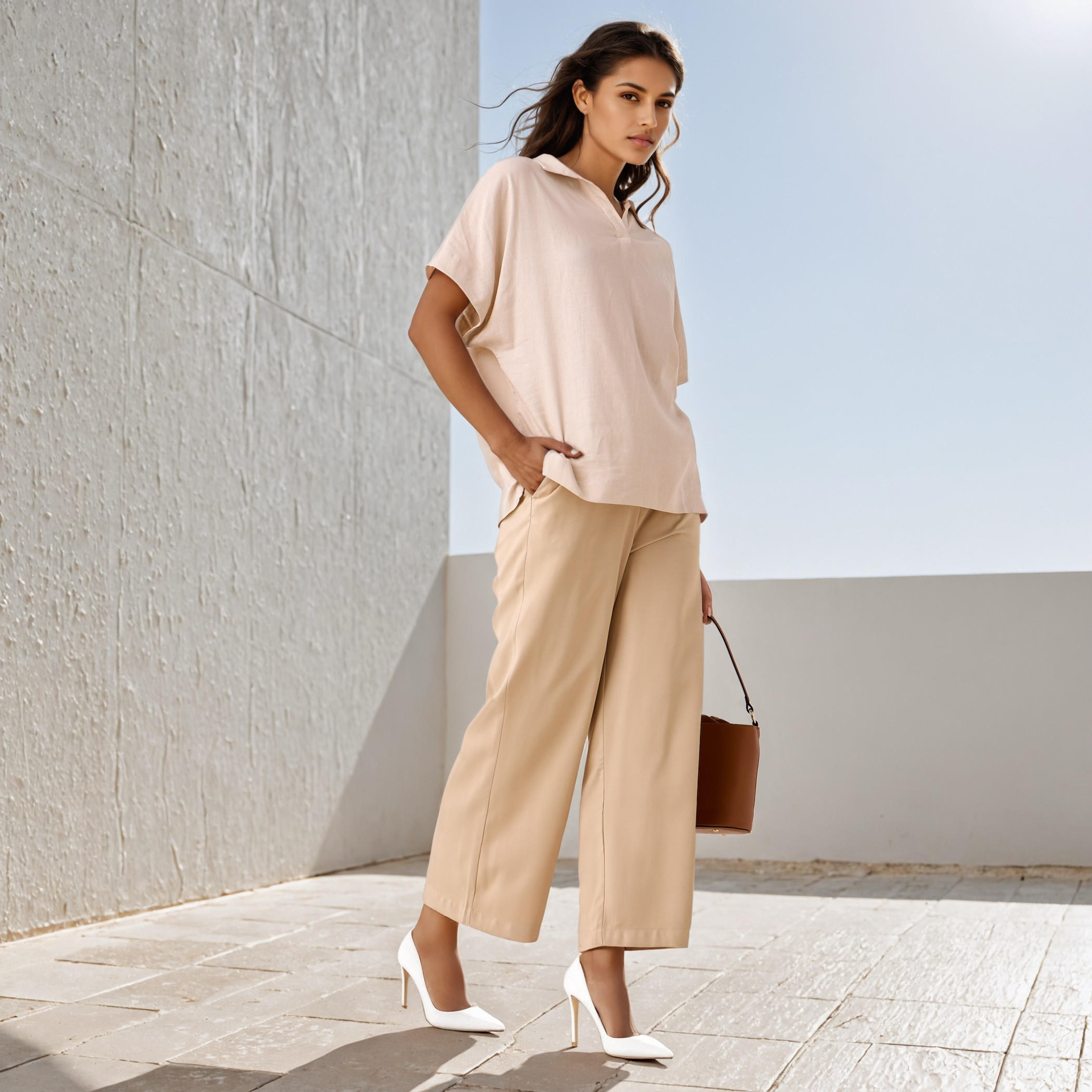 بنطلون تويل بأرجل واسعة وجيوب-women-clothing-bottoms-trousers-image-2