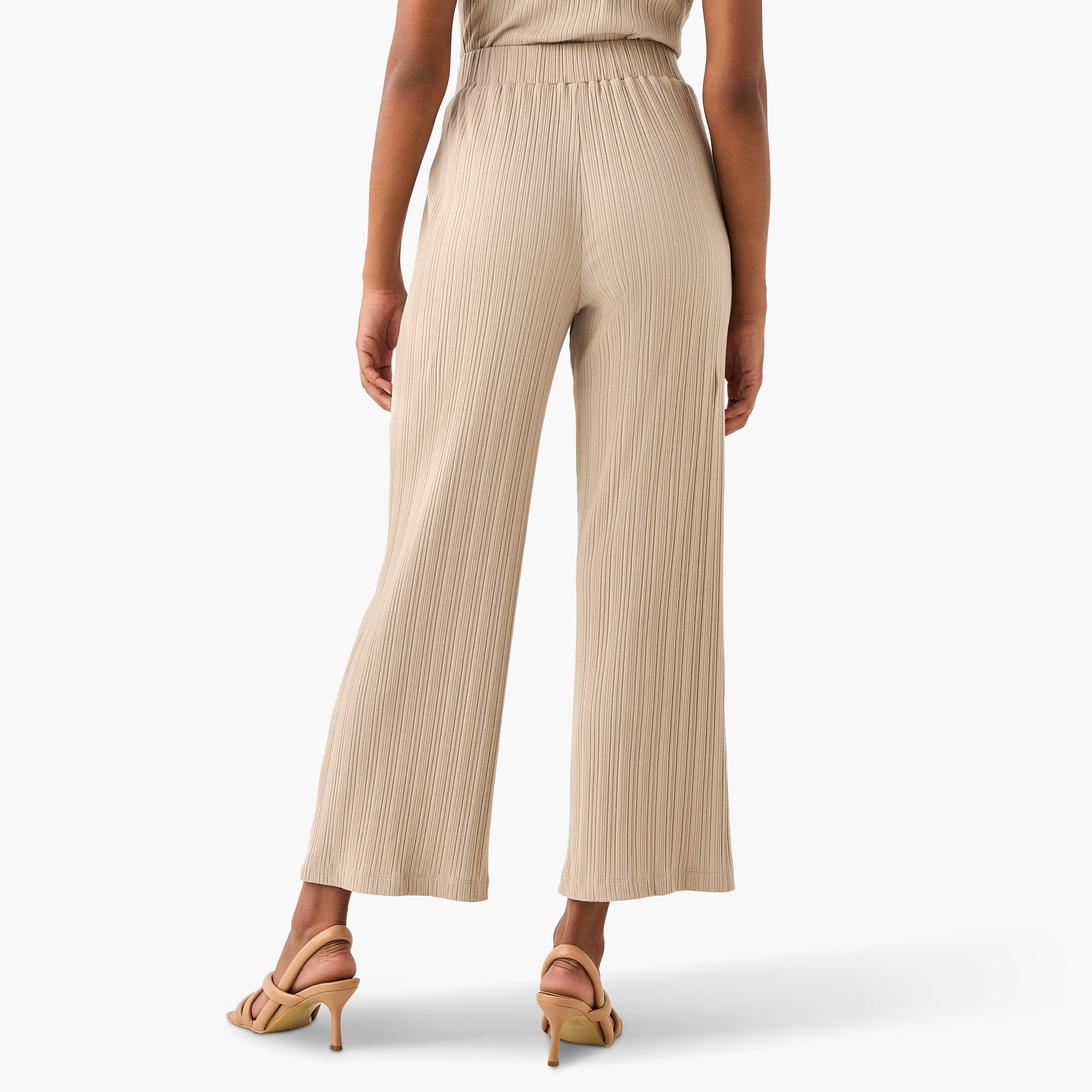 Ribbed Wide Leg Flexi Waist Pants with Pockets-women-clothing-coordsets-image-3