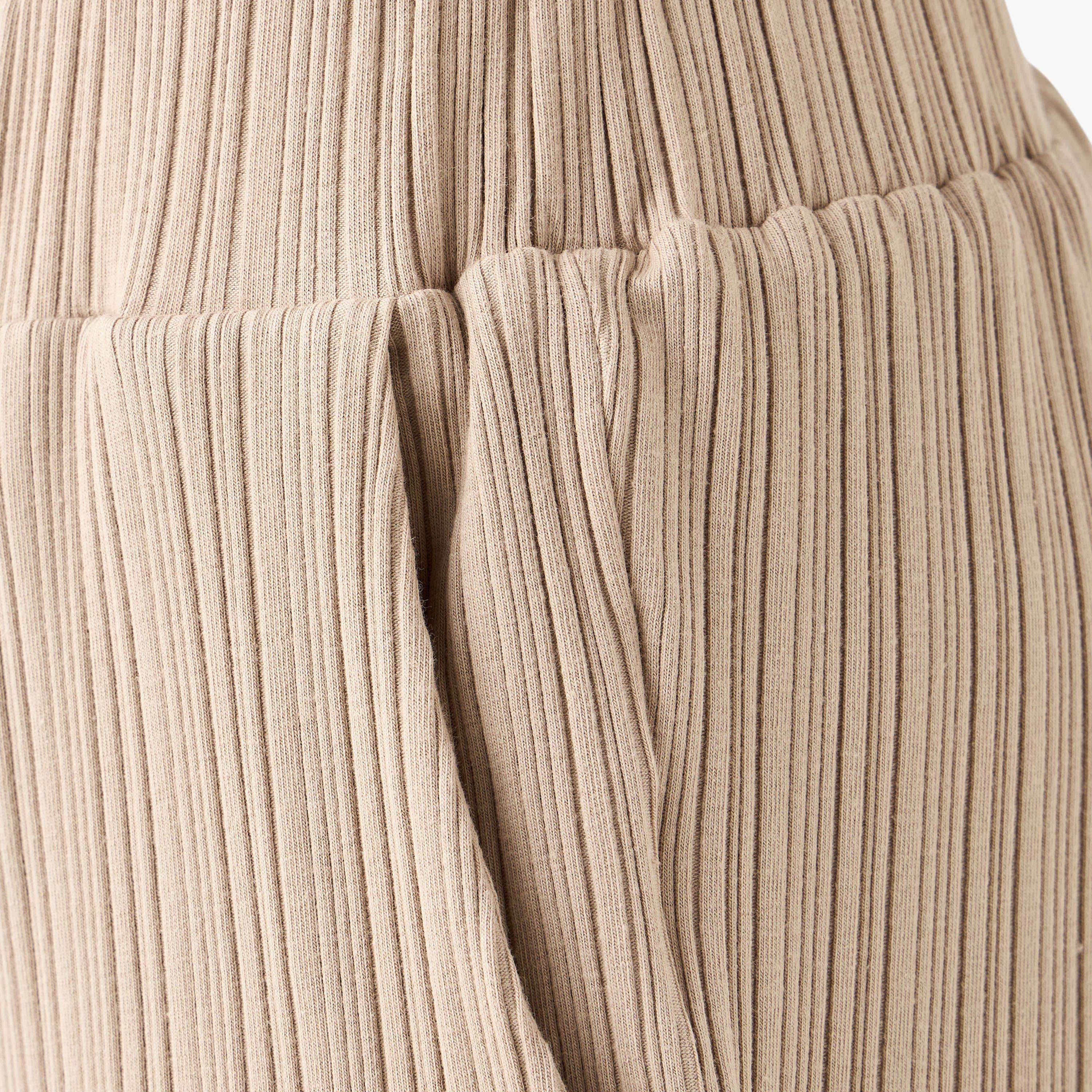 Ribbed Wide Leg Flexi Waist Pants with Pockets-women-clothing-coordsets-image-5