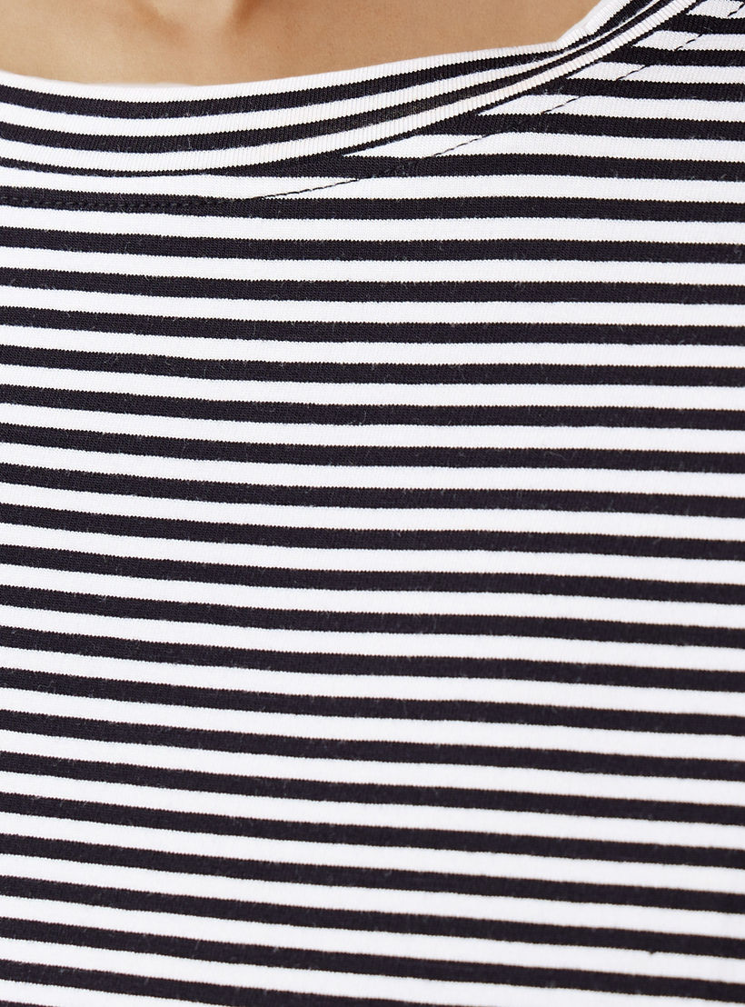 Striped T-shirt with Drop Shoulder Sleeves-women-clothing-tshirts-image-5