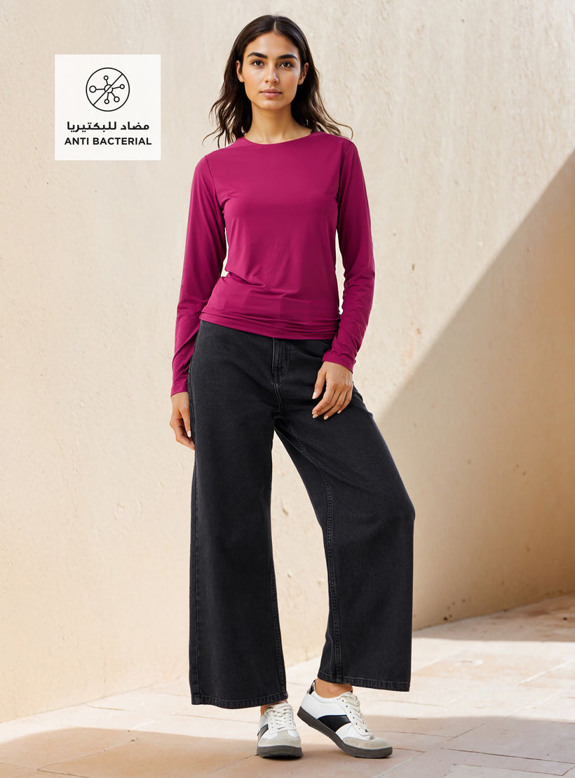 تيشيرت بياقة ضيقة وأكمام طويلة-women-clothing-tshirts-image-2