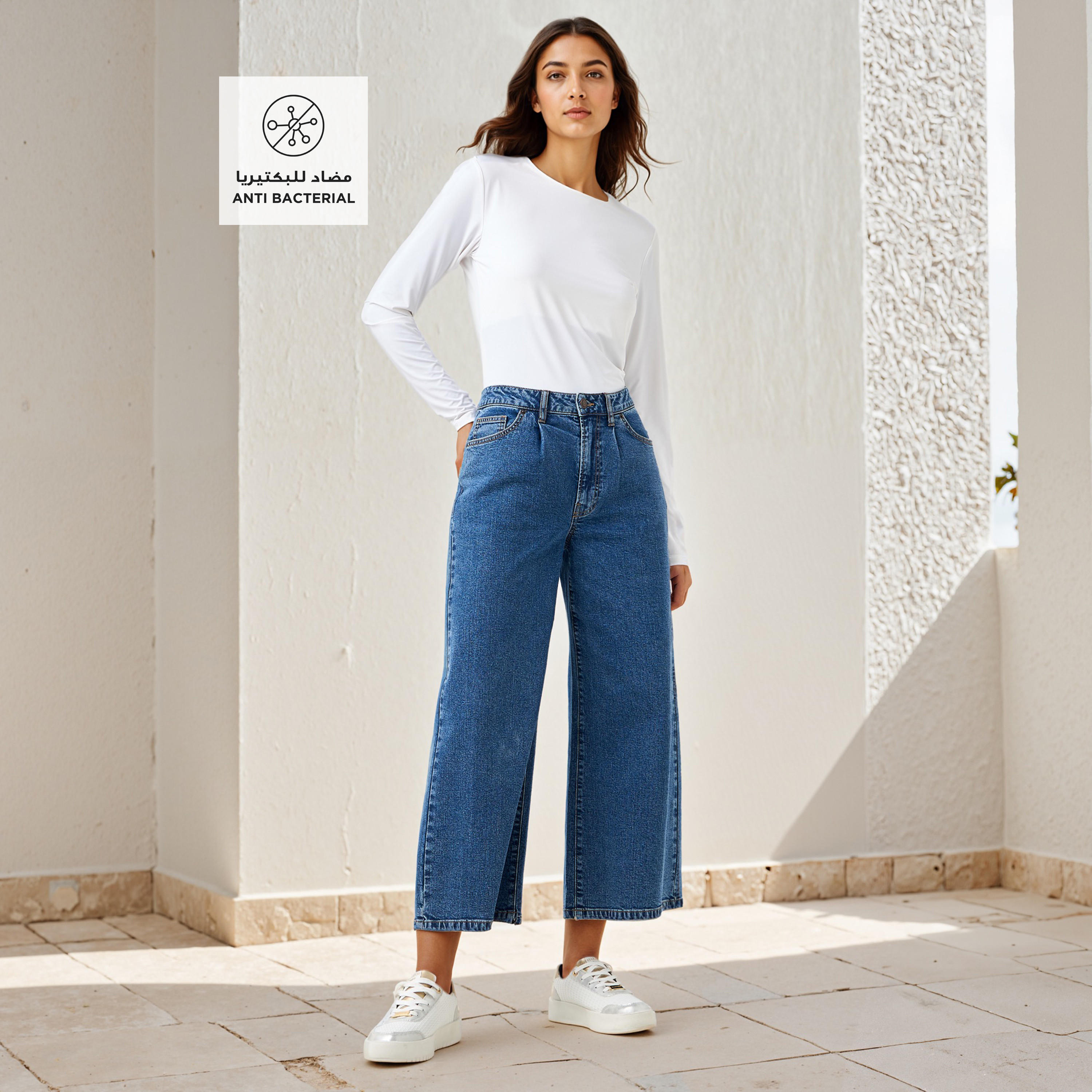 Crew Neck T-shirt with Long Sleeves-women-clothing-tshirts-image-2