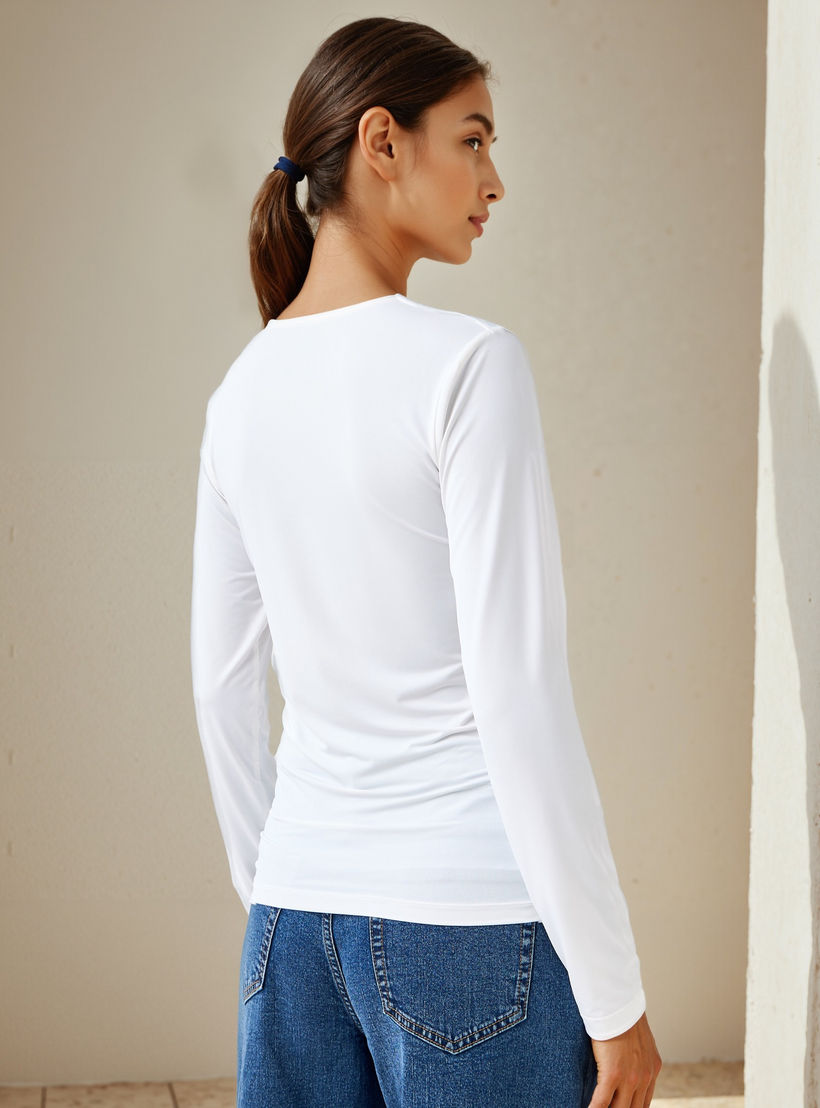 Crew Neck T-shirt with Long Sleeves-women-clothing-tshirts-image-3