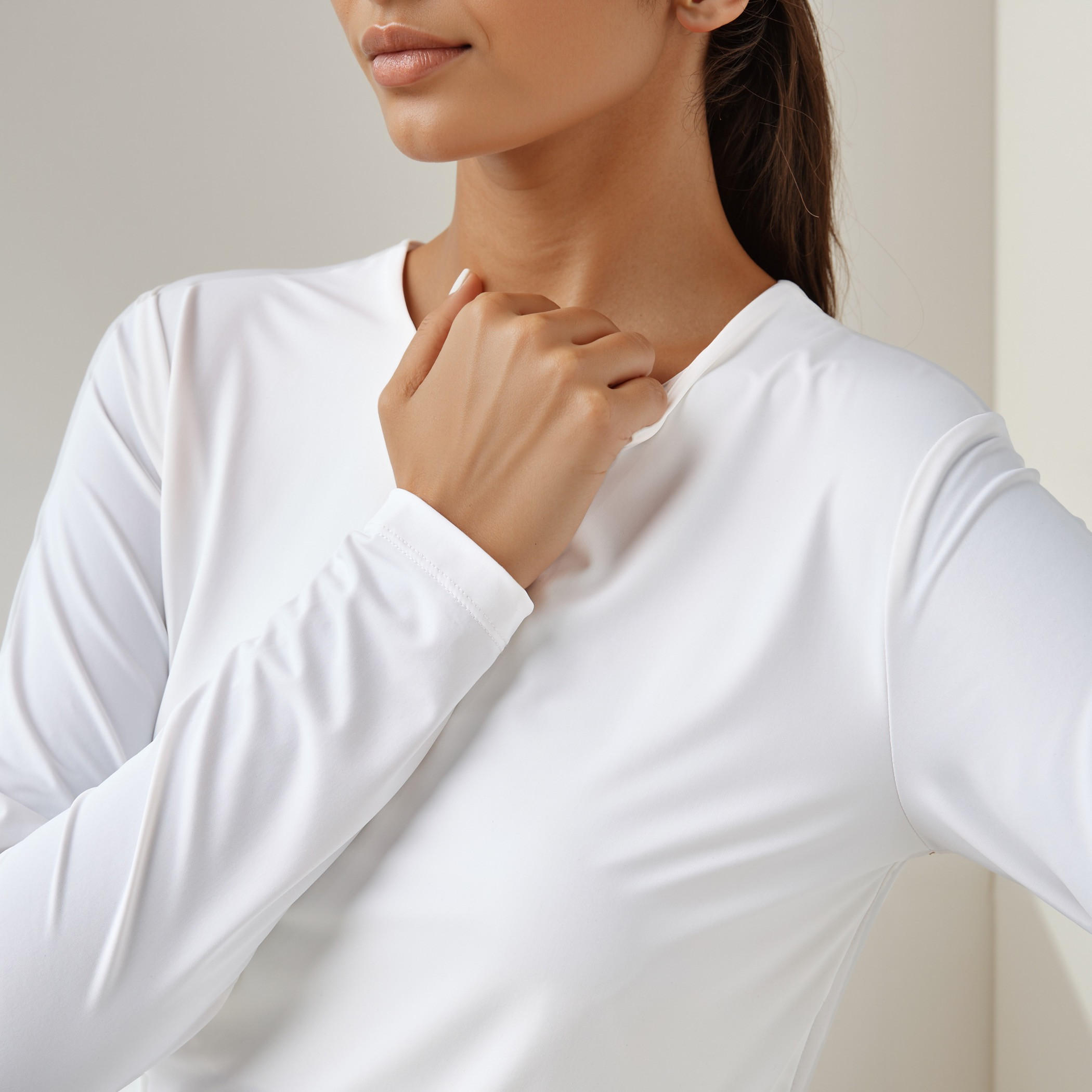 Crew Neck T-shirt with Long Sleeves-women-clothing-tshirts-image-4