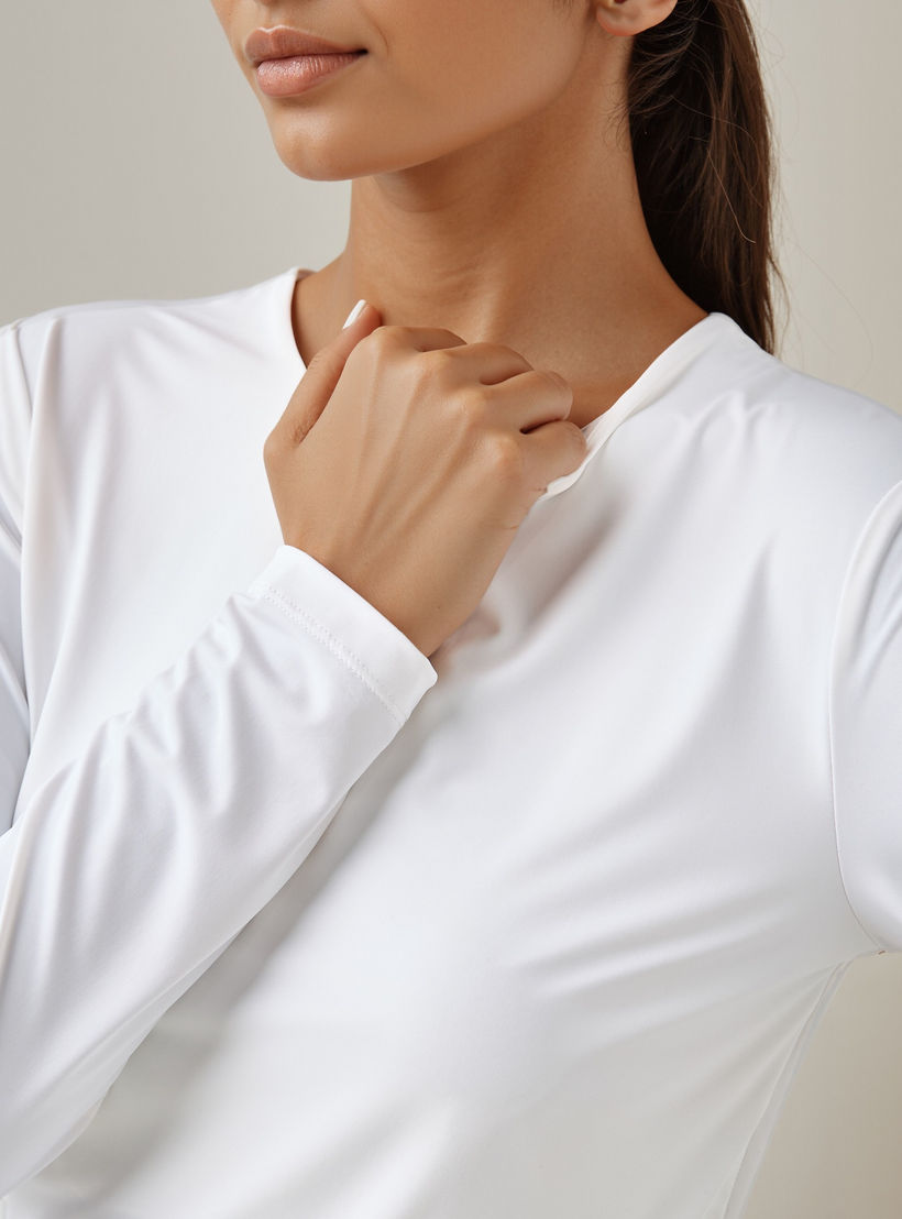 Crew Neck T-shirt with Long Sleeves-women-clothing-tshirts-image-4