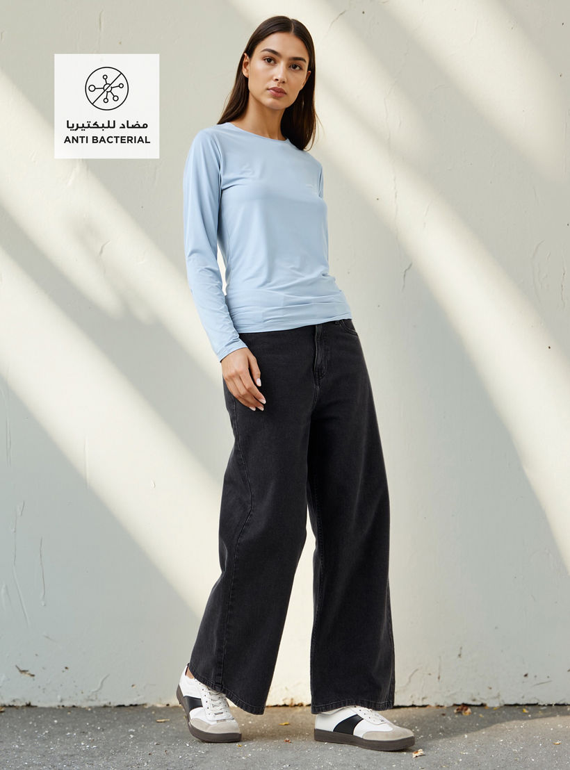 Crew Neck T-shirt with Long Sleeves-women-clothing-tshirts-image-2
