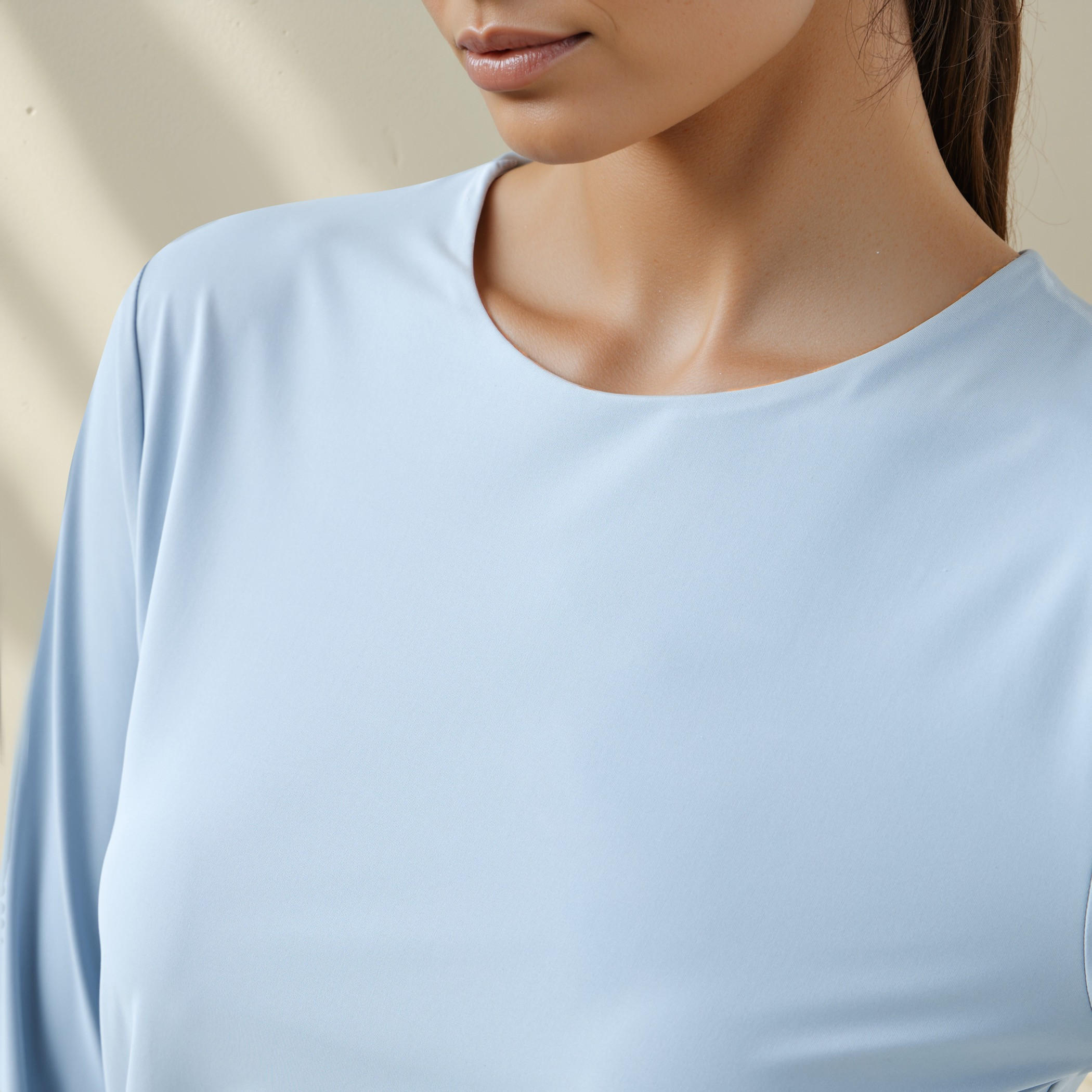 Crew Neck T-shirt with Long Sleeves-women-clothing-tshirts-image-4