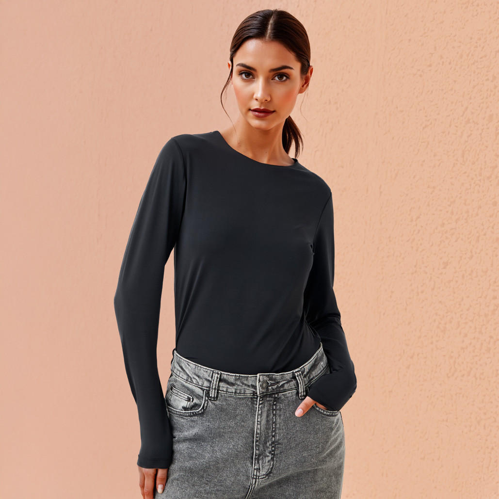 تيشيرت بياقة ضيقة وأكمام طويلة-women-clothing-tshirts-image-5