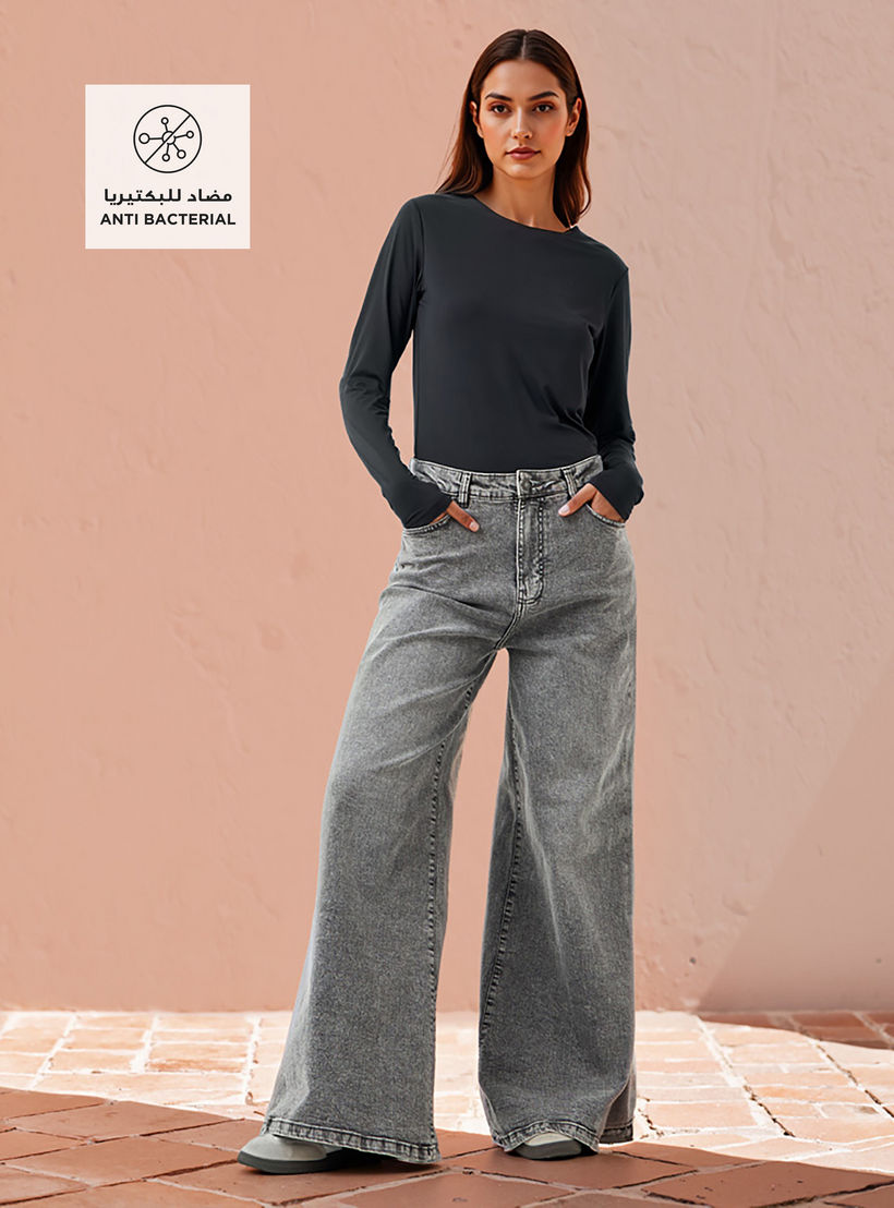 تيشيرت بياقة ضيقة وأكمام طويلة-women-clothing-tshirts-image-4