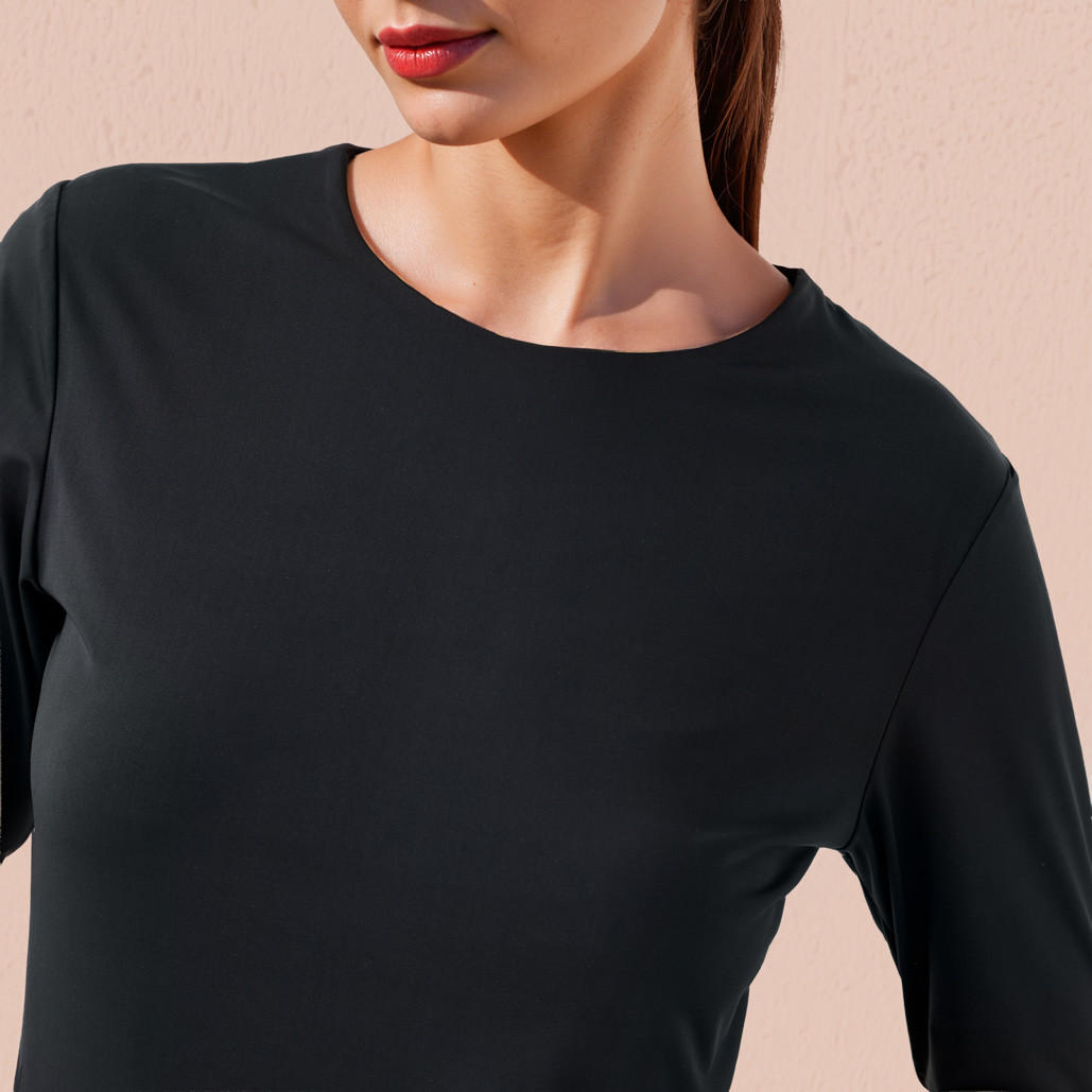 تيشيرت بياقة ضيقة وأكمام طويلة-women-clothing-tshirts-image-2