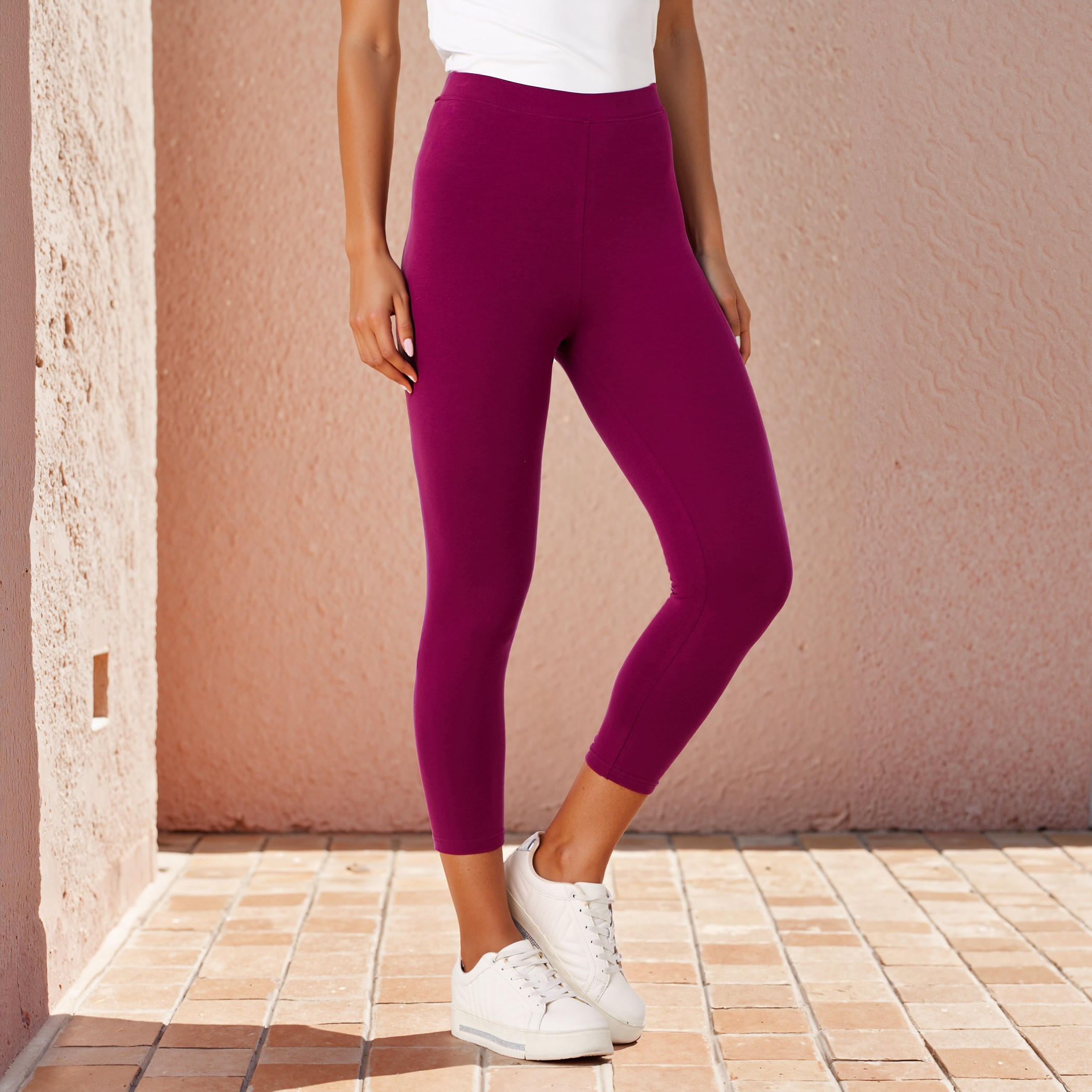 Slim Fit Leggings with Elasticated Waistband-women-clothing-bottoms-leggings-image-1