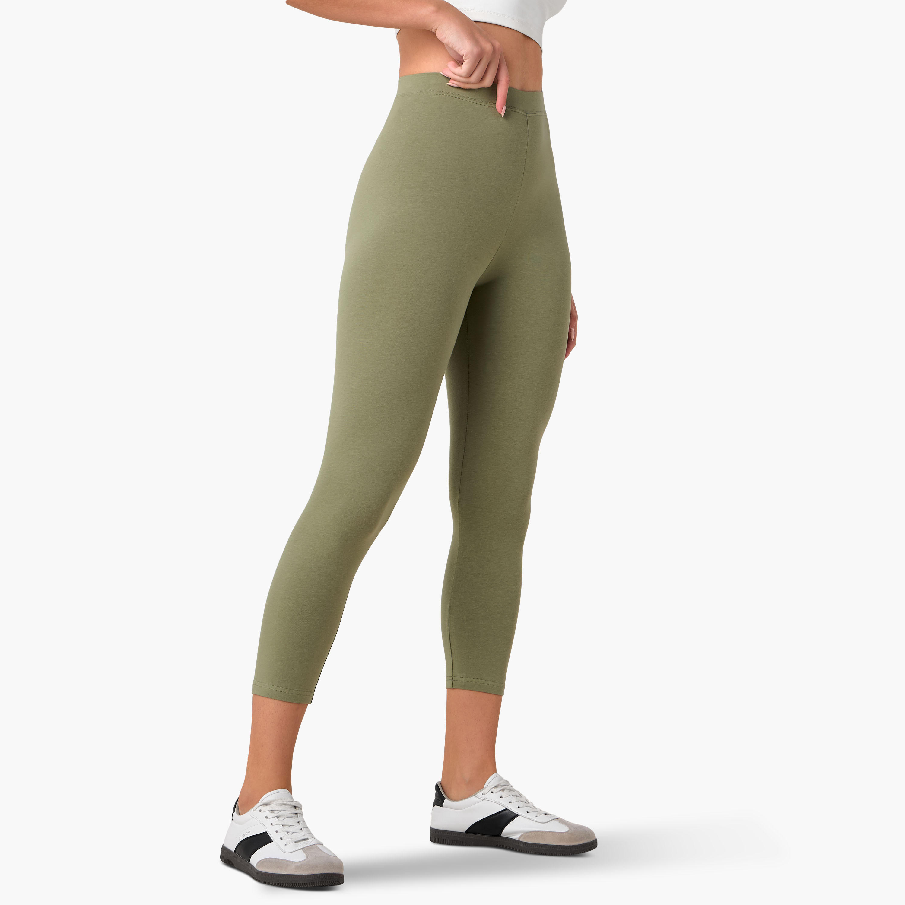 Slim Fit Leggings with Elasticated Waistband-women-clothing-bottoms-leggings-image-1