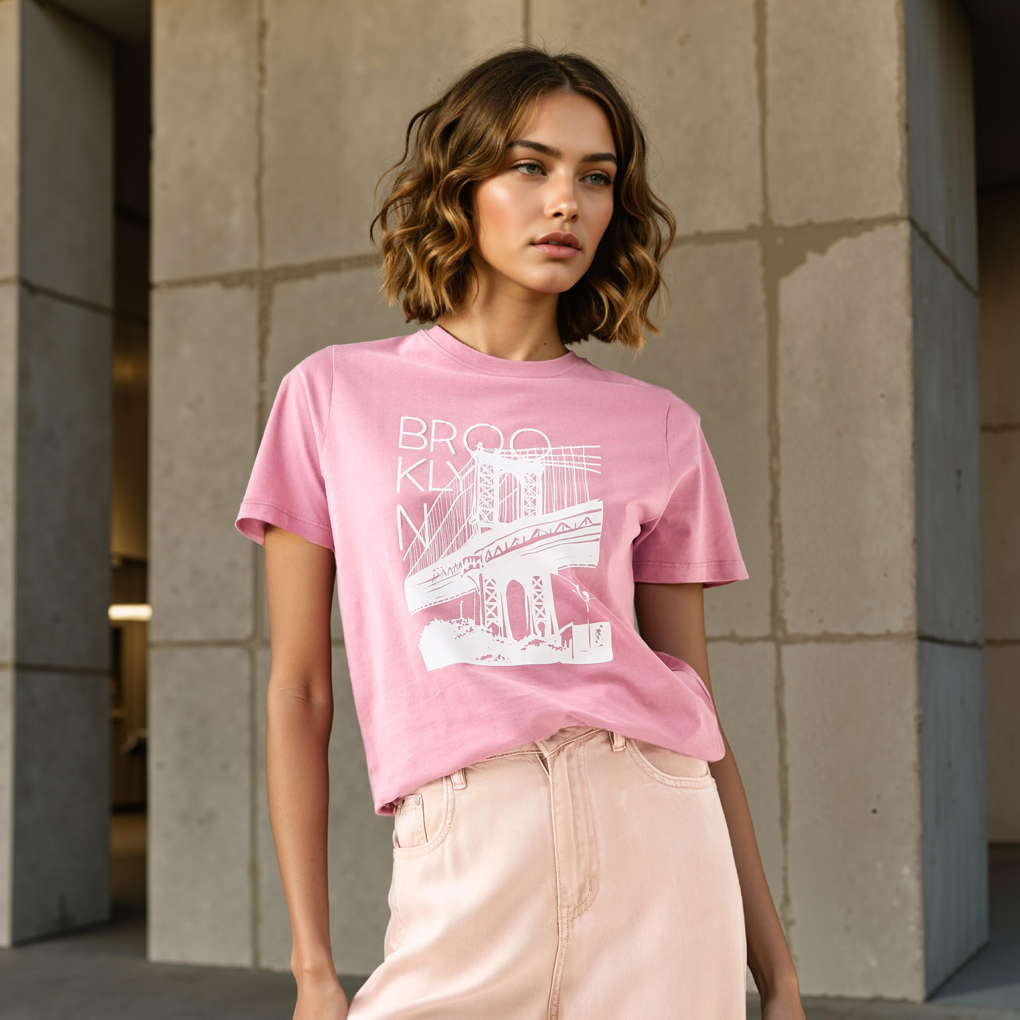 Graphic Print T-shirt with Crew Neck-women-clothing-tshirts-image-1
