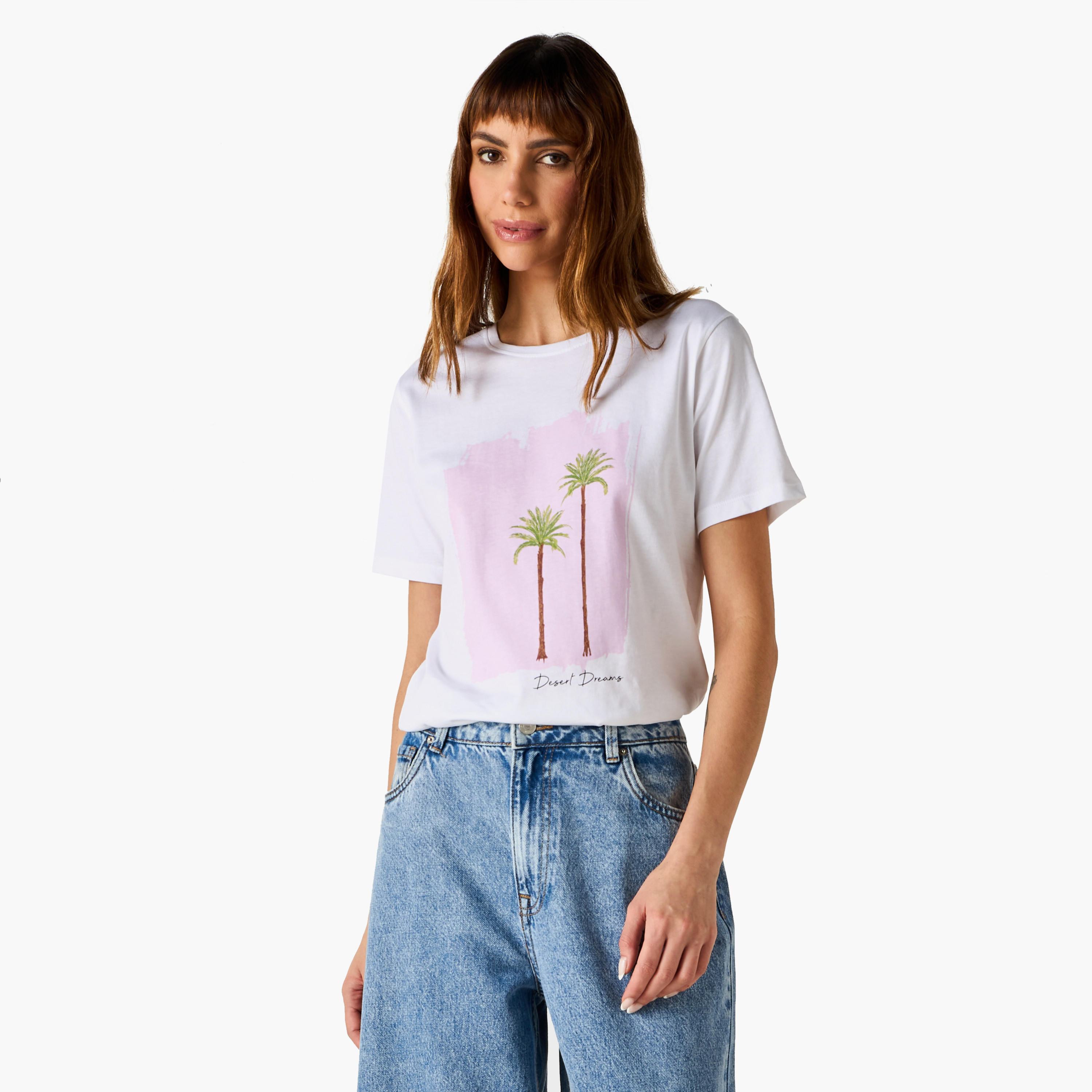 Graphic Print Crew Neck T-shirt-women-clothing-tshirts-image-1