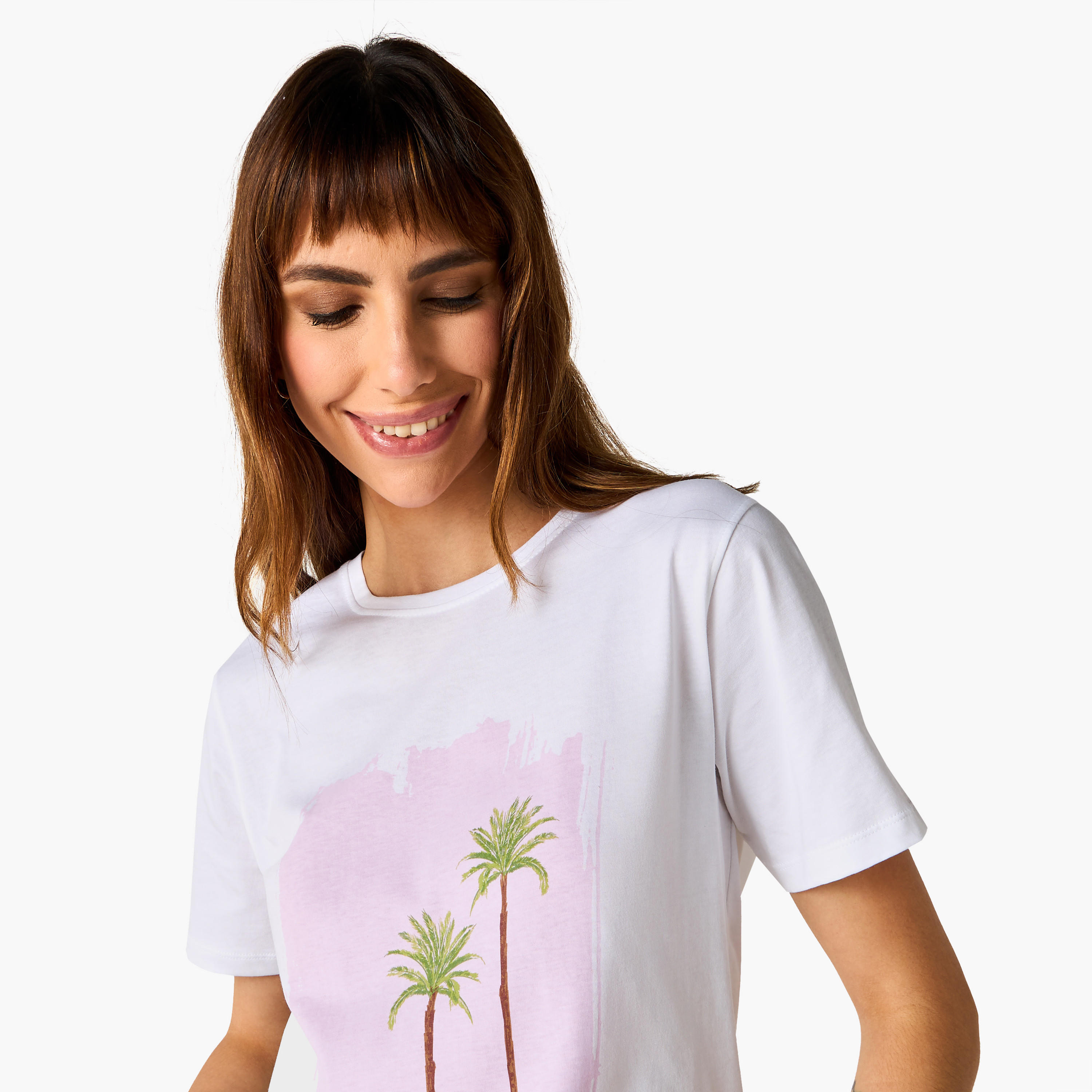 Graphic Print Crew Neck T-shirt-women-clothing-tshirts-image-4