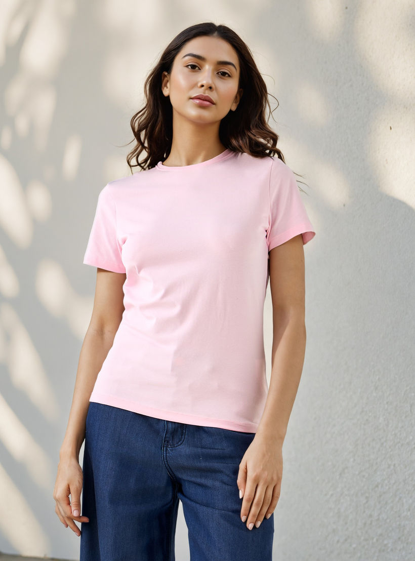 Slim Fit Crew Neck T-shirt-women-clothing-tshirts-image-1