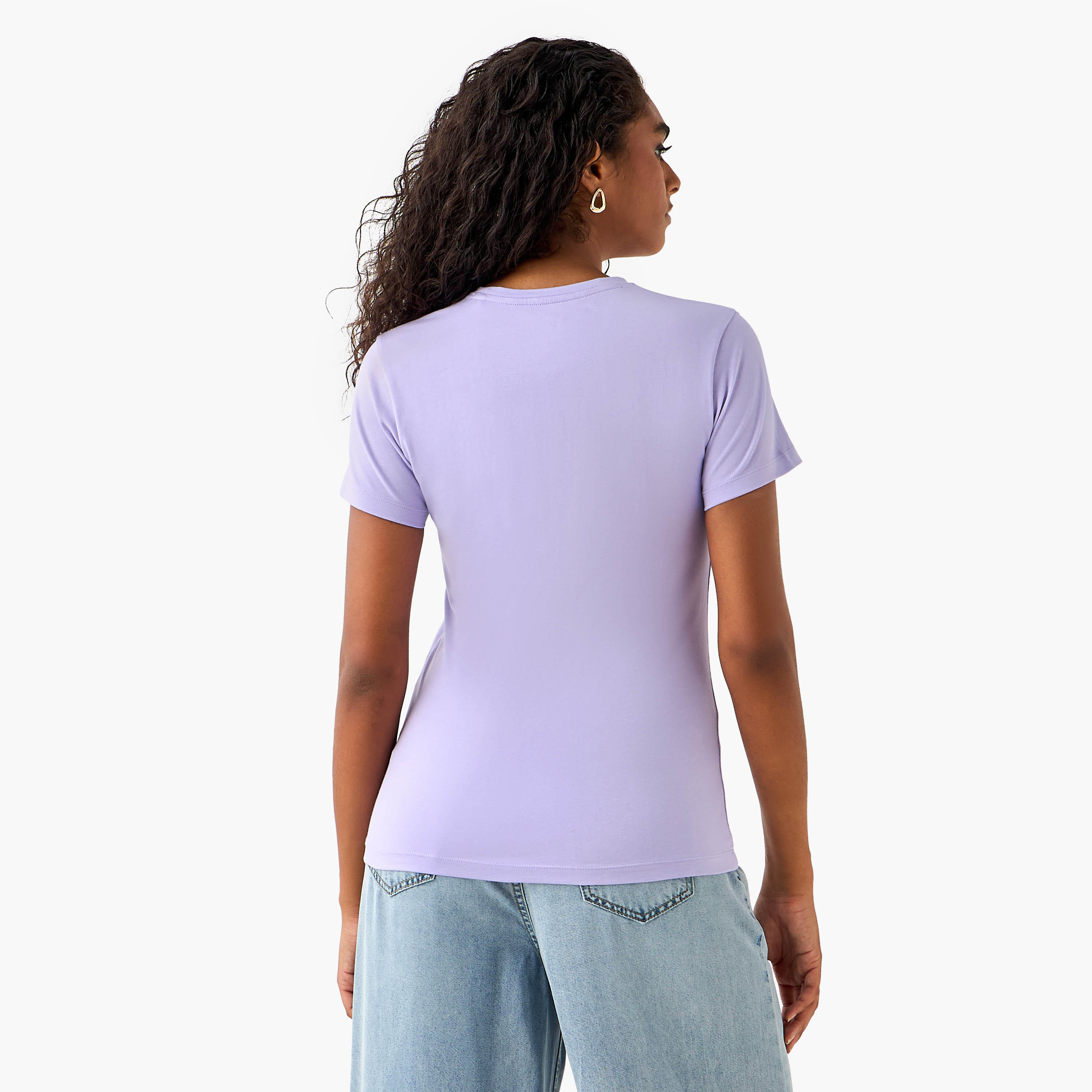 Slim Fit Crew Neck T-shirt-women-clothing-tshirts-image-4