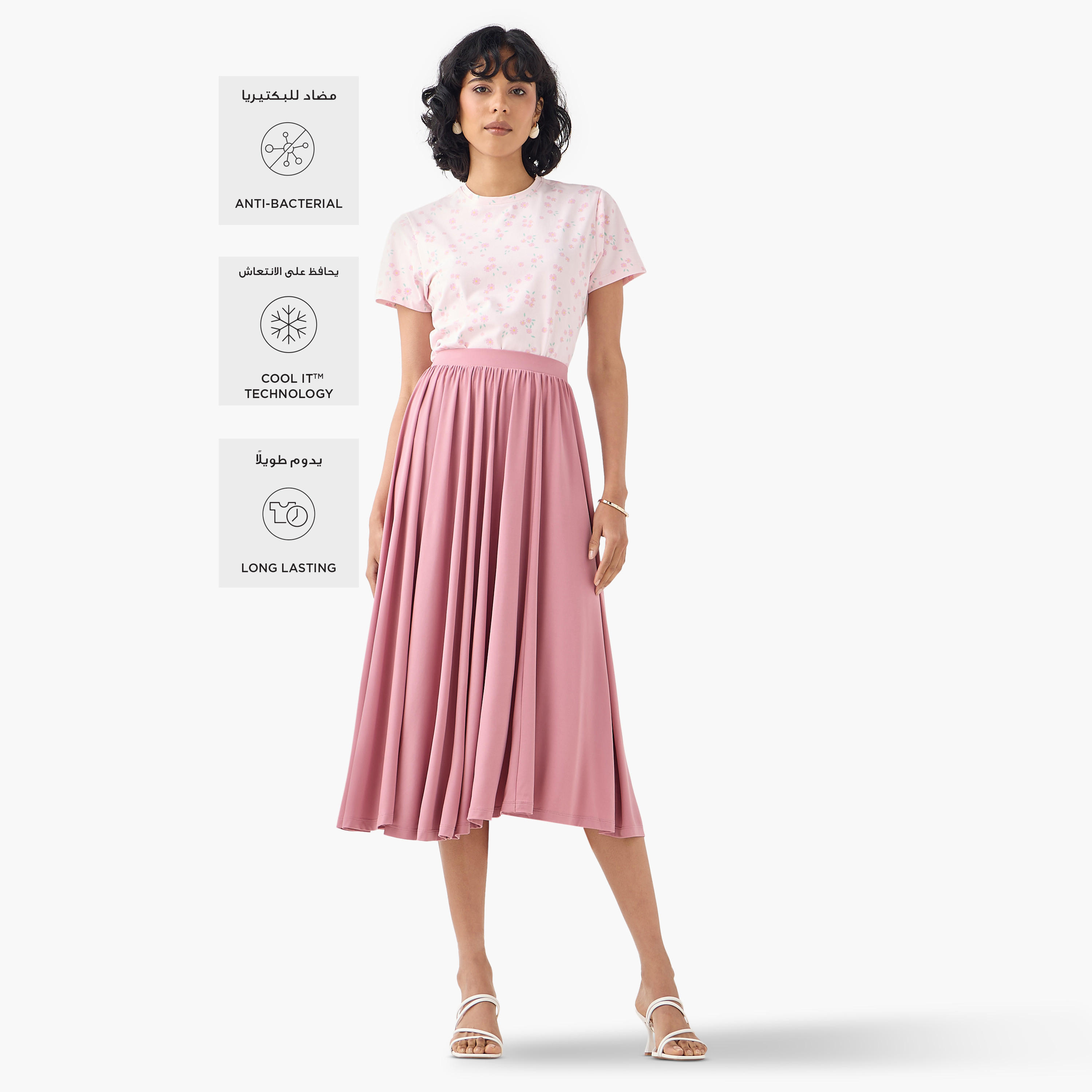تيشيرت بياقة ضيقة وأكمام قصيرة وطبعات أزهار-women-clothing-tshirts-image-2