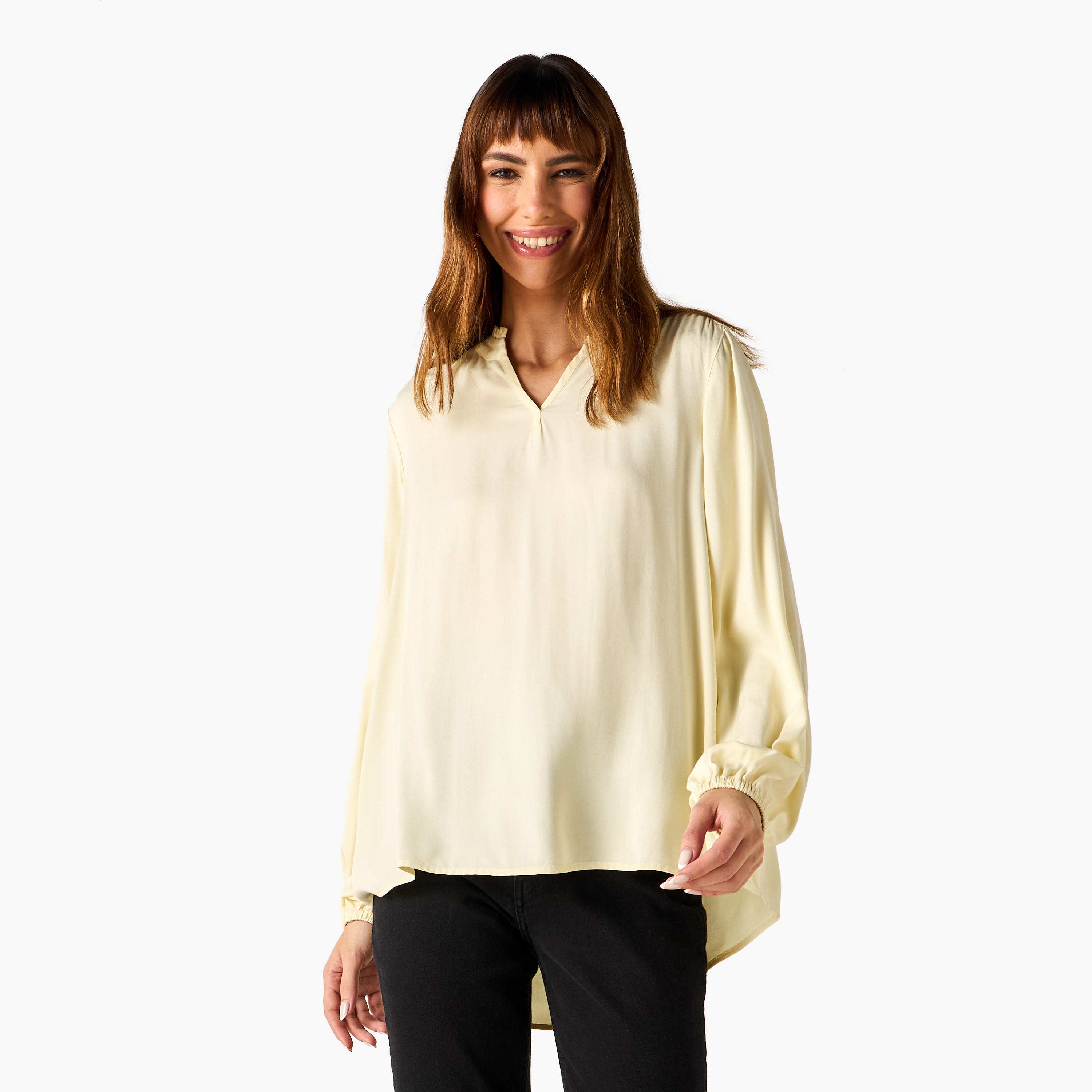 Mandarin Collar Viscose Top-women-clothing-shirtsandblouses-blouses-image-1