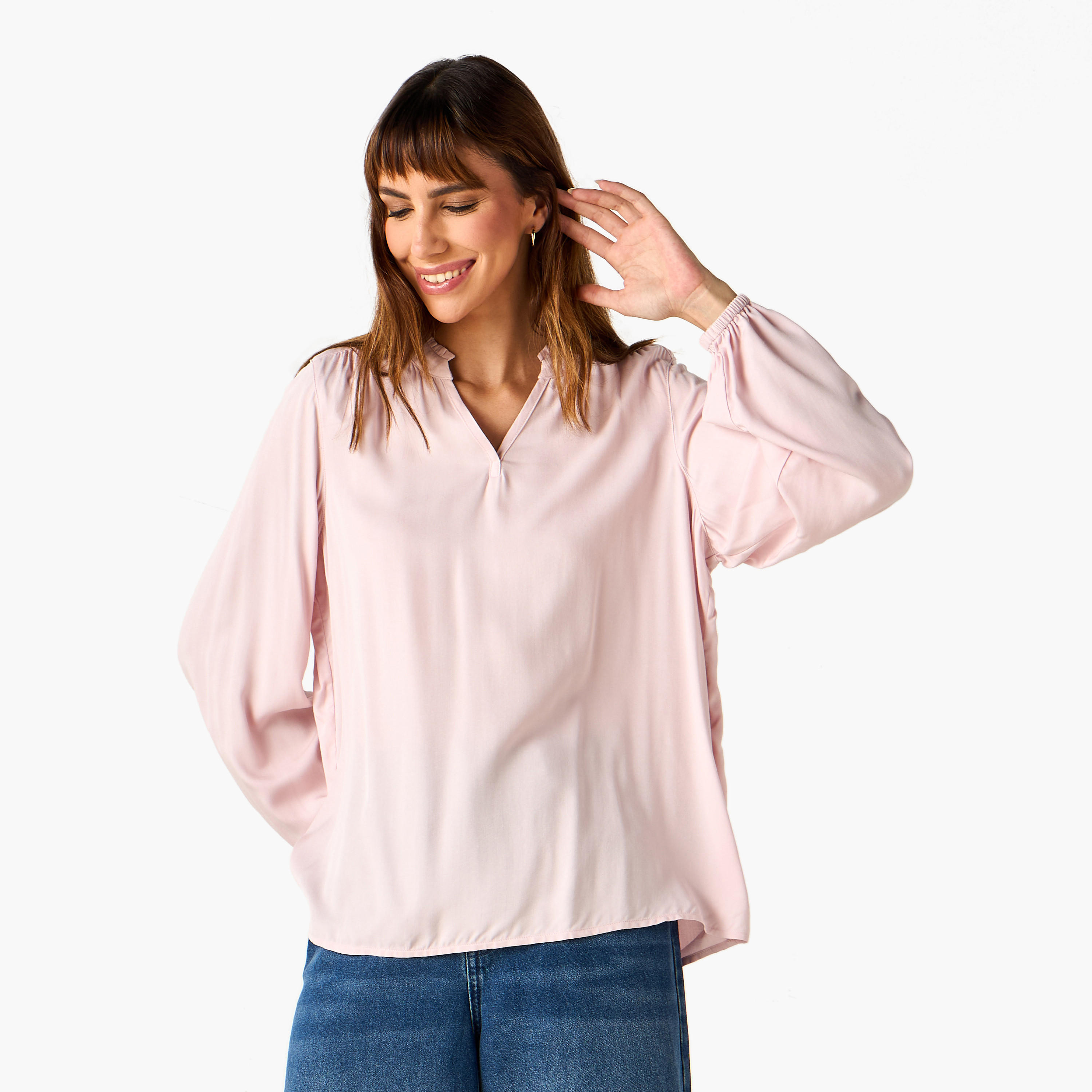 Mandarin Collar Viscose Top-women-clothing-shirtsandblouses-blouses-image-1
