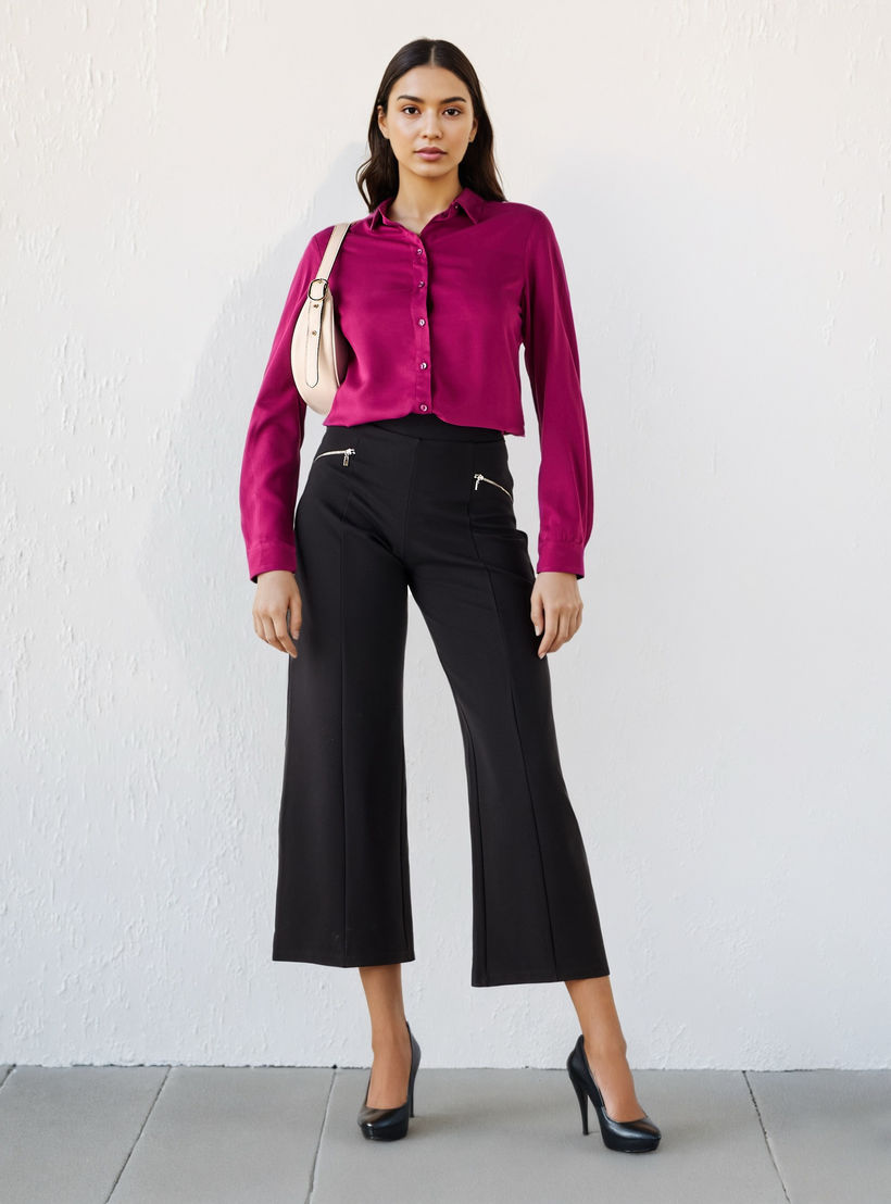 قميص فيسكوز بياقة وقصة عادية-women-clothing-shirtsandblouses-shirts-image-2