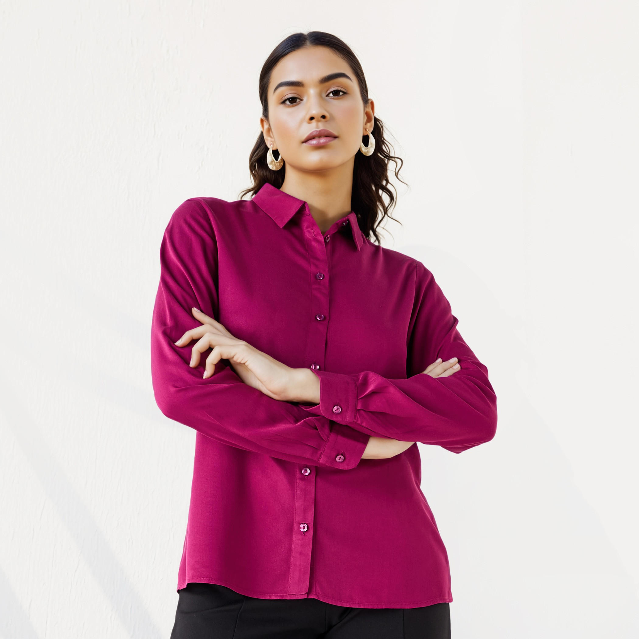 قميص فيسكوز بياقة وقصة عادية-women-clothing-shirtsandblouses-shirts-image-6
