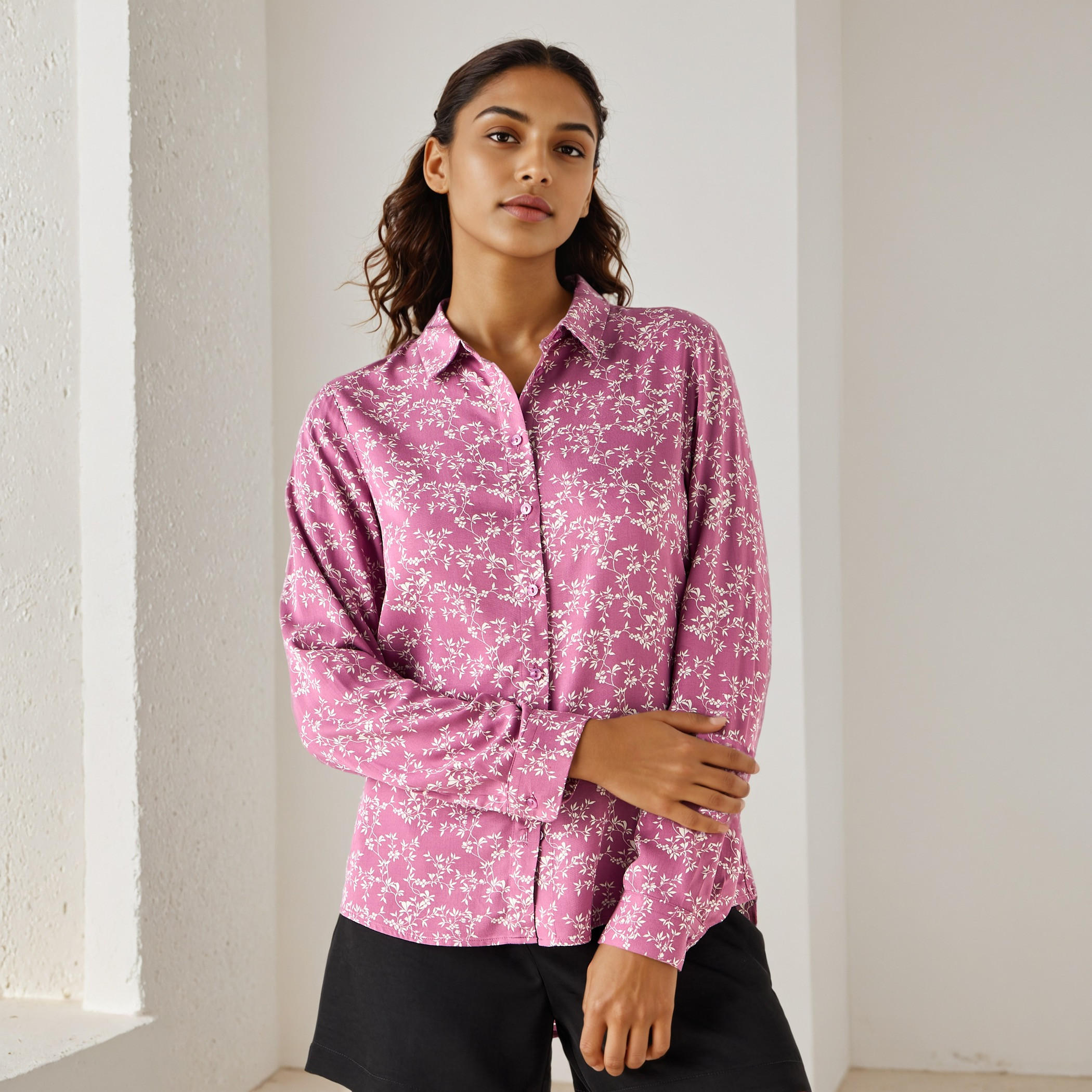 All-Over Floral Print Viscose Shirt-women-clothing-shirtsandblouses-shirts-image-1