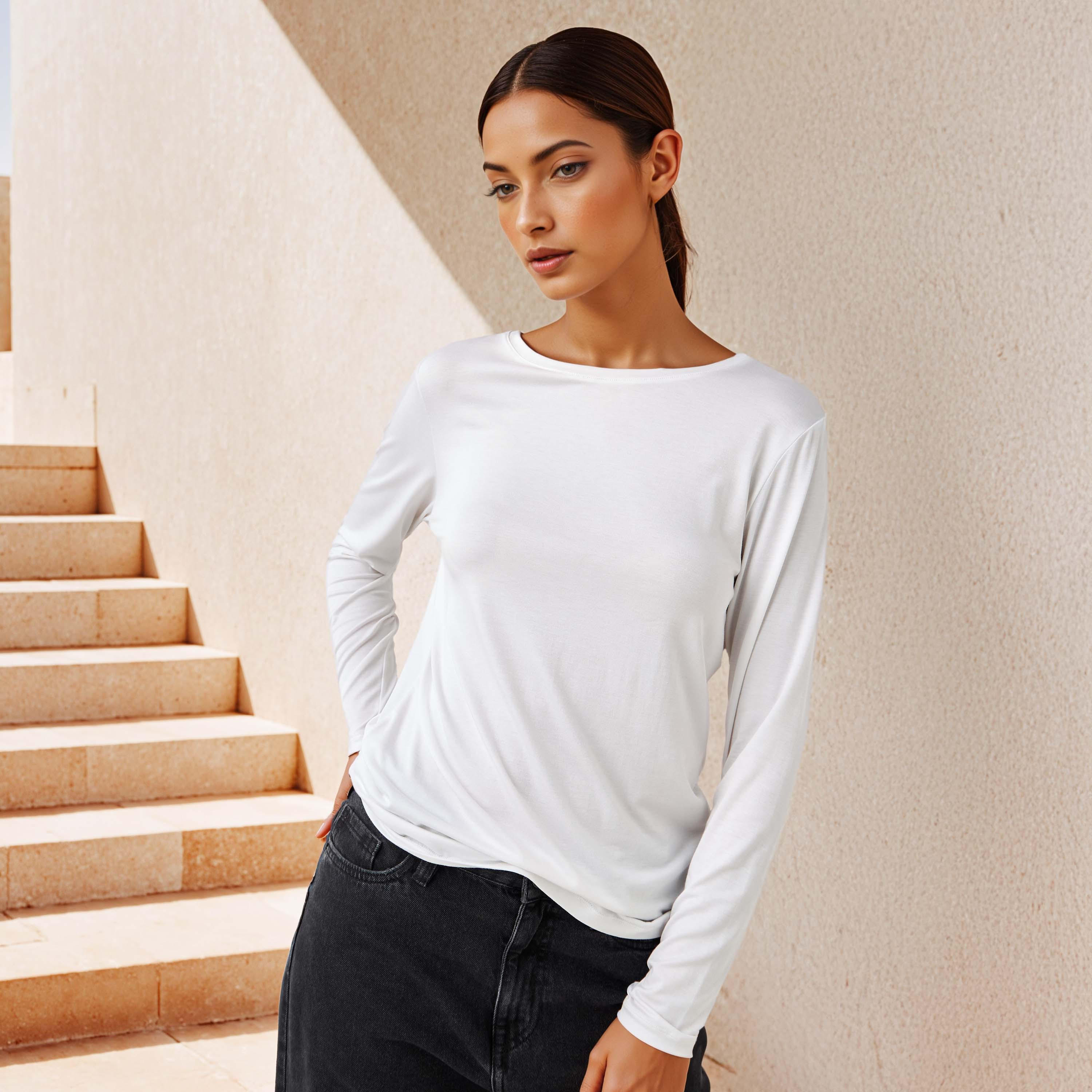 Slim Fit T-shirt with Long Sleeves-women-clothing-tshirts-image-1