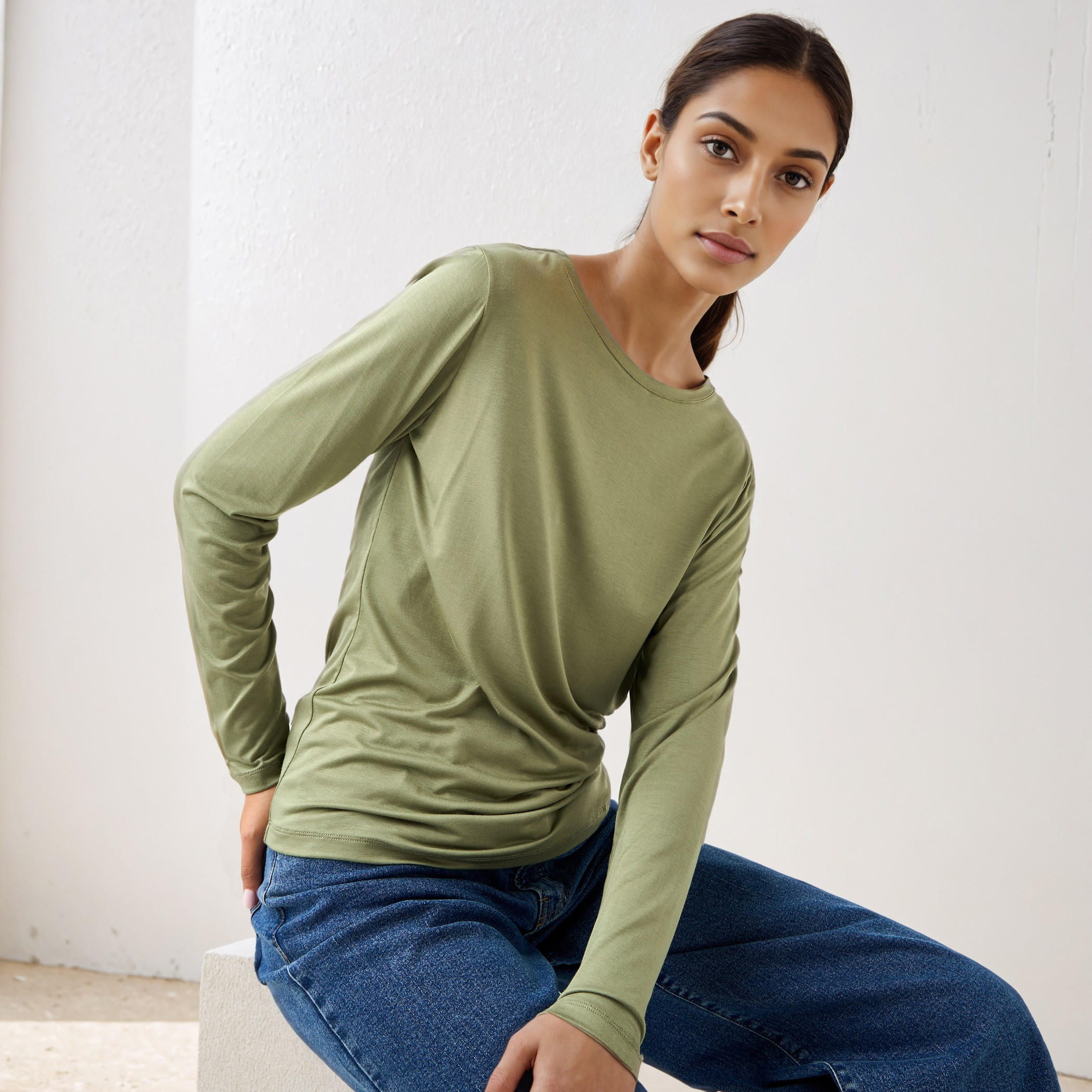 Slim Fit T-shirt with Long Sleeves-women-clothing-tshirts-image-1