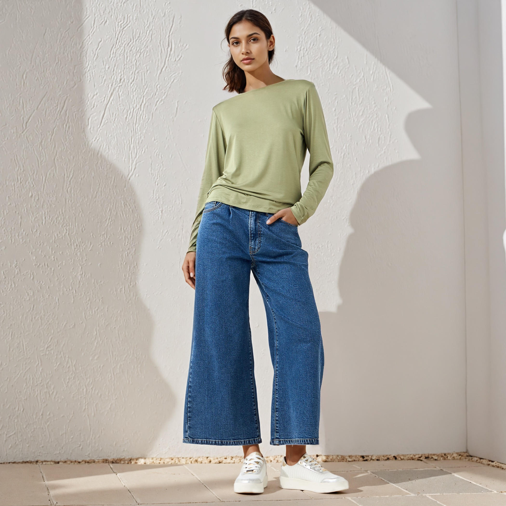Slim Fit T-shirt with Long Sleeves-women-clothing-tshirts-image-2