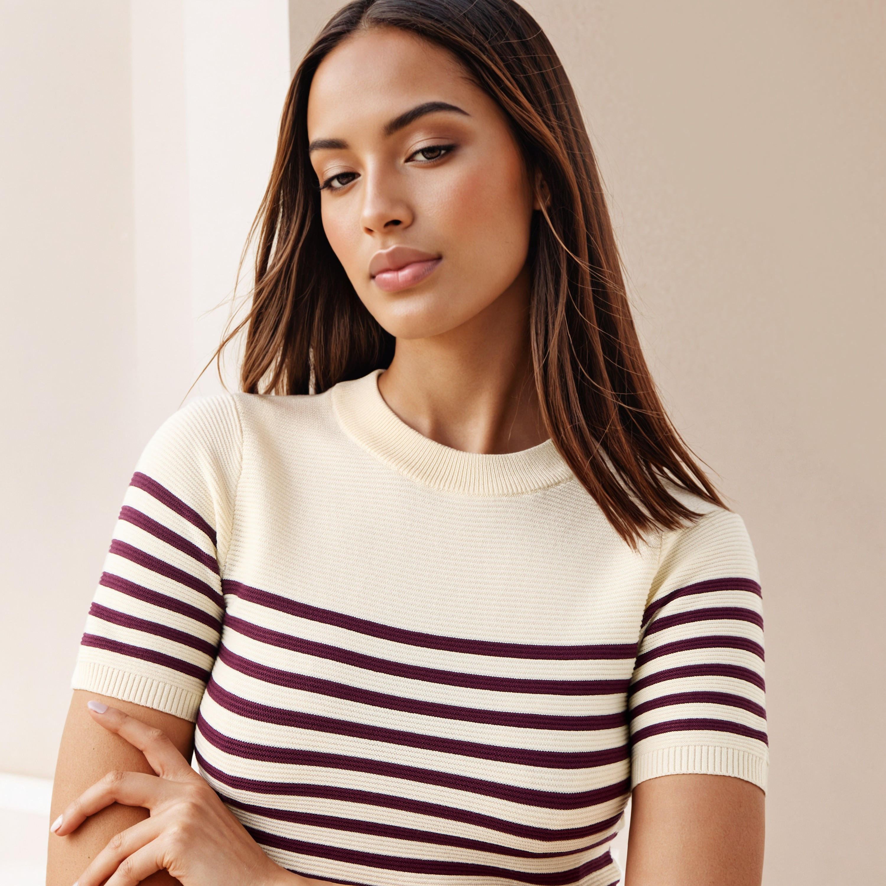 بلوزة محبوكة مقلمة بأكمام قصيرة-women-clothing-cardigansandjumpers-jumpers-image-4