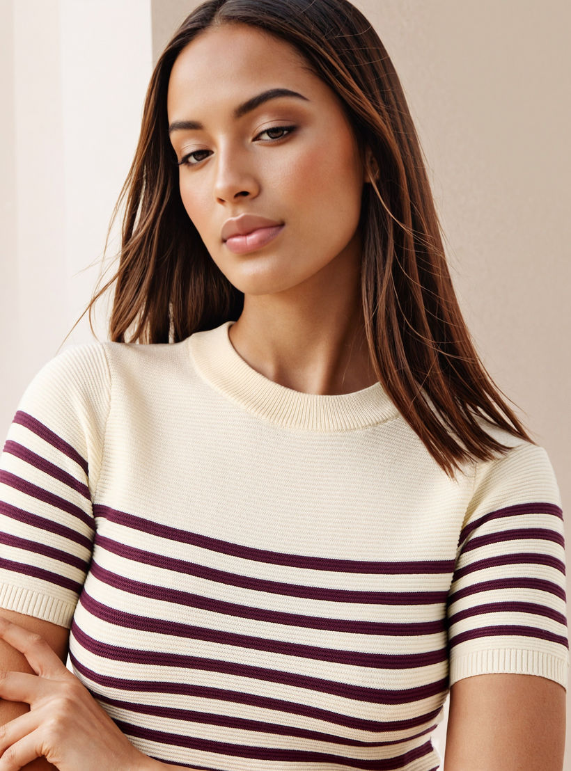 بلوزة محبوكة مقلمة بأكمام قصيرة-women-clothing-cardigansandjumpers-jumpers-image-4