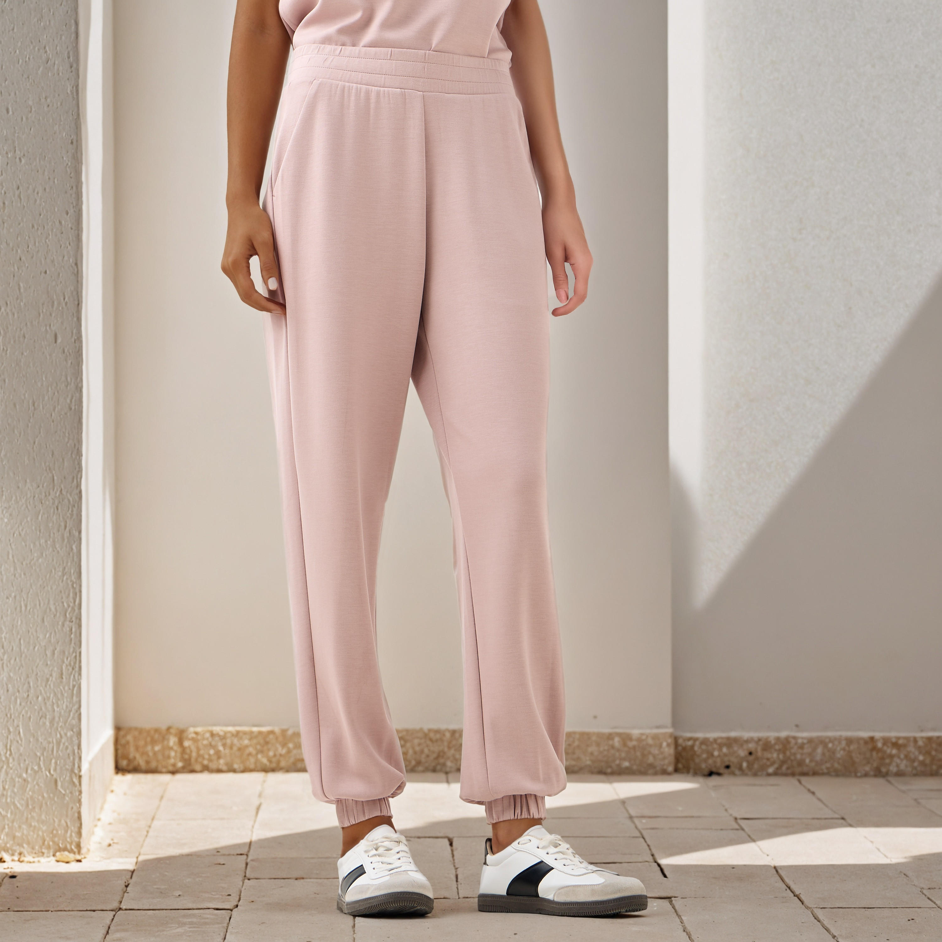 Plain Modal Flexi Waist Joggers with Pockets-women-clothing-bottoms-joggers-image-1