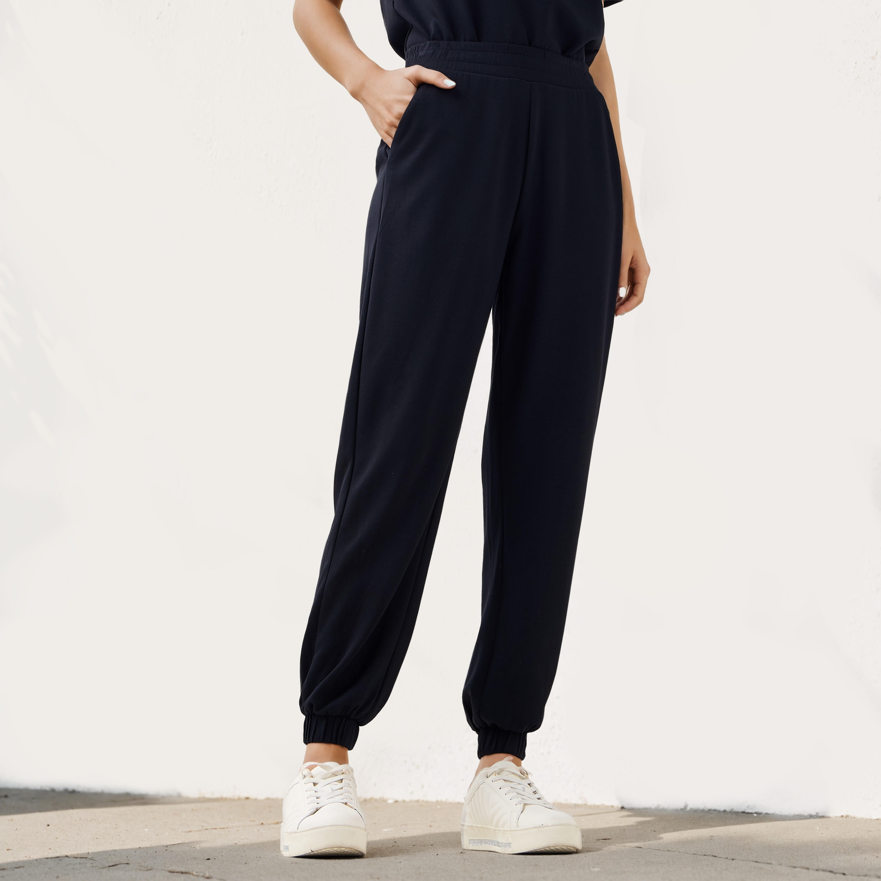 Plain Modal Flexi Waist Joggers with Pockets-women-clothing-bottoms-joggers-image-1
