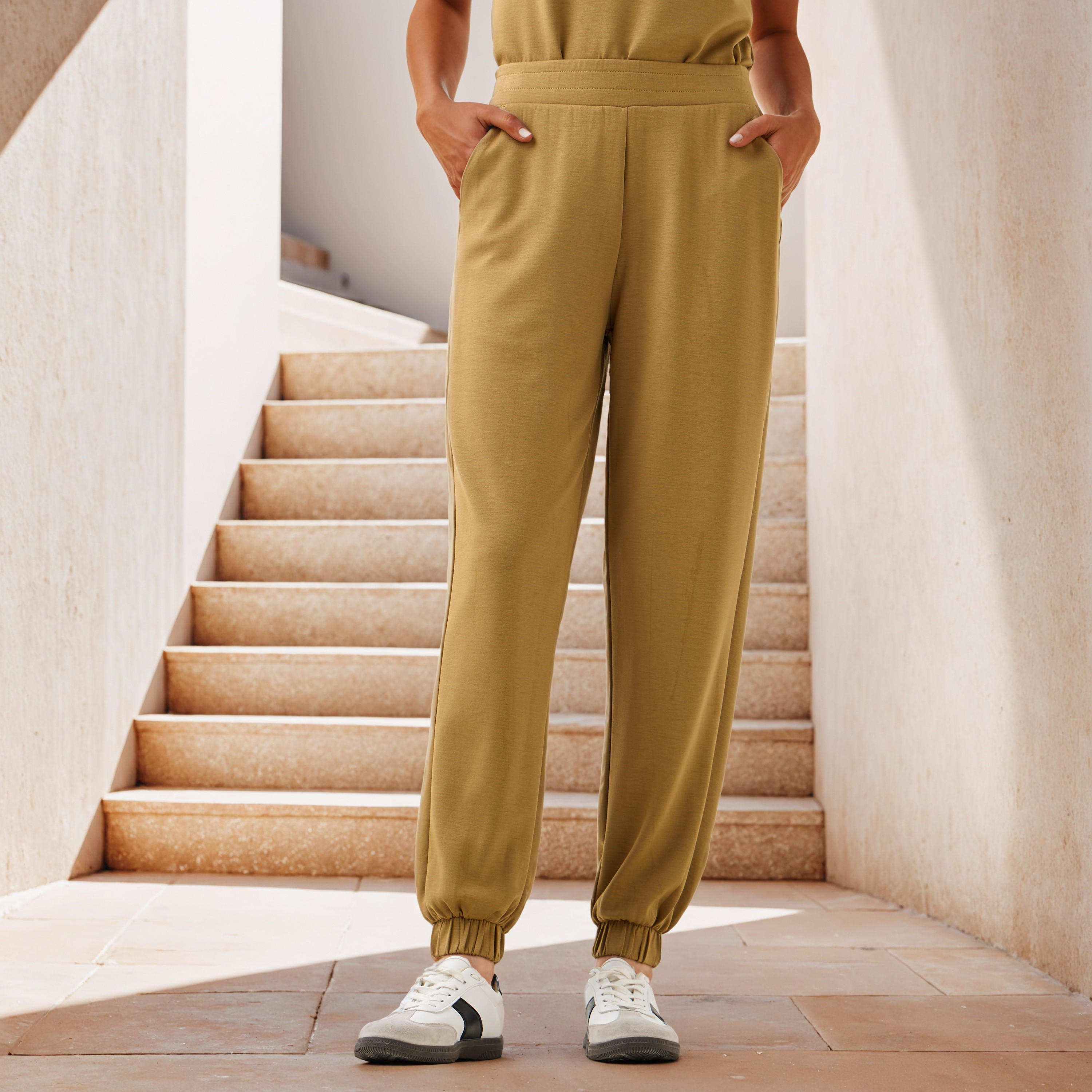 Plain Modal Flexi Waist Joggers with Pockets-women-clothing-bottoms-joggers-image-1