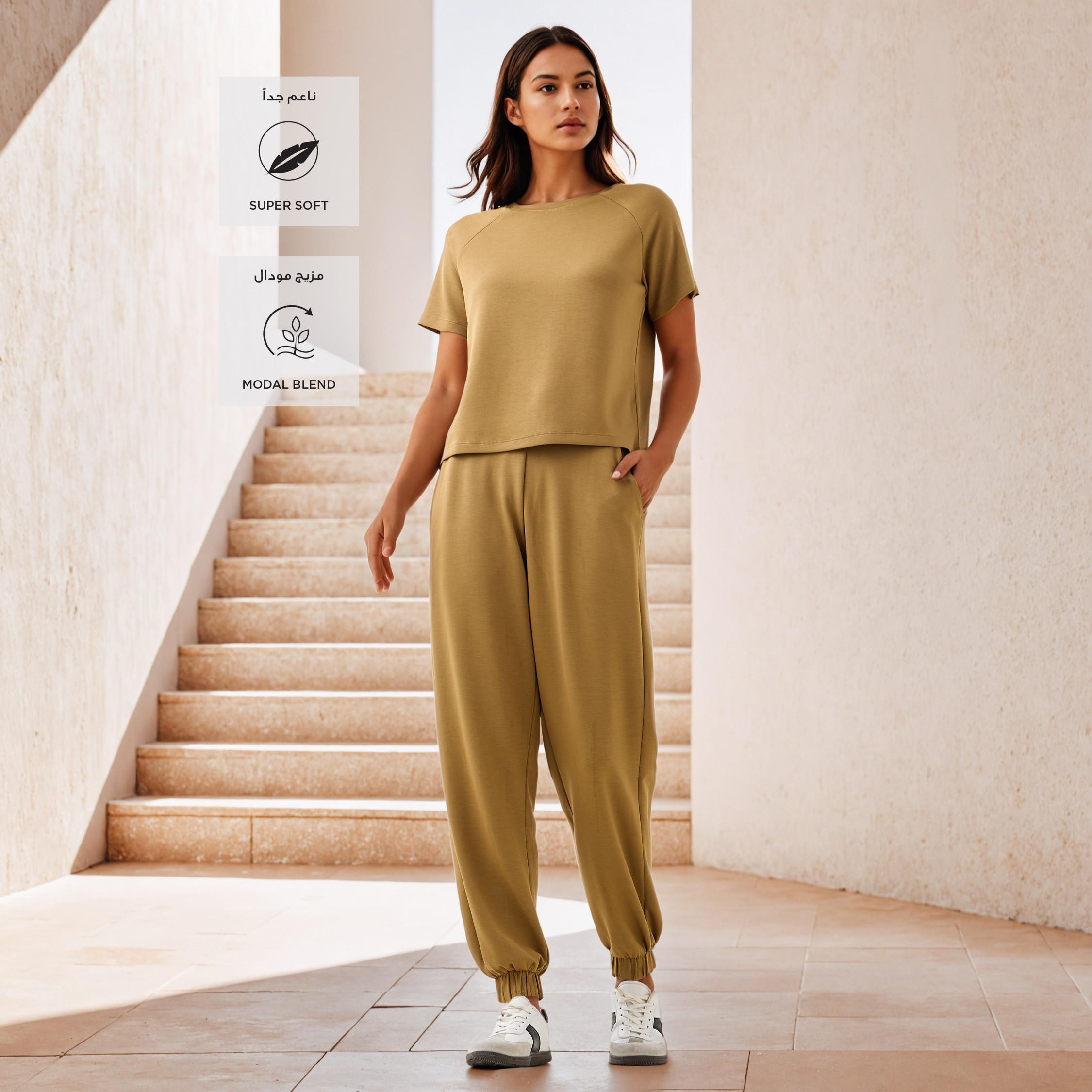 Plain Modal Flexi Waist Joggers with Pockets-women-clothing-bottoms-joggers-image-2