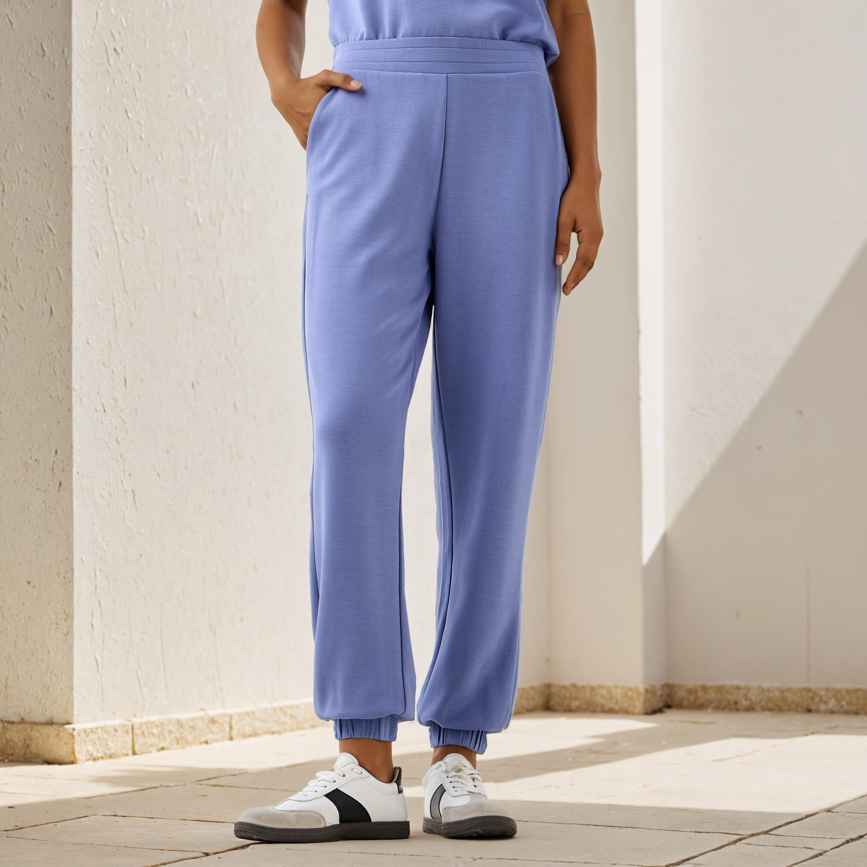 Plain Modal Flexi Waist Joggers with Pockets-women-clothing-bottoms-joggers-image-1