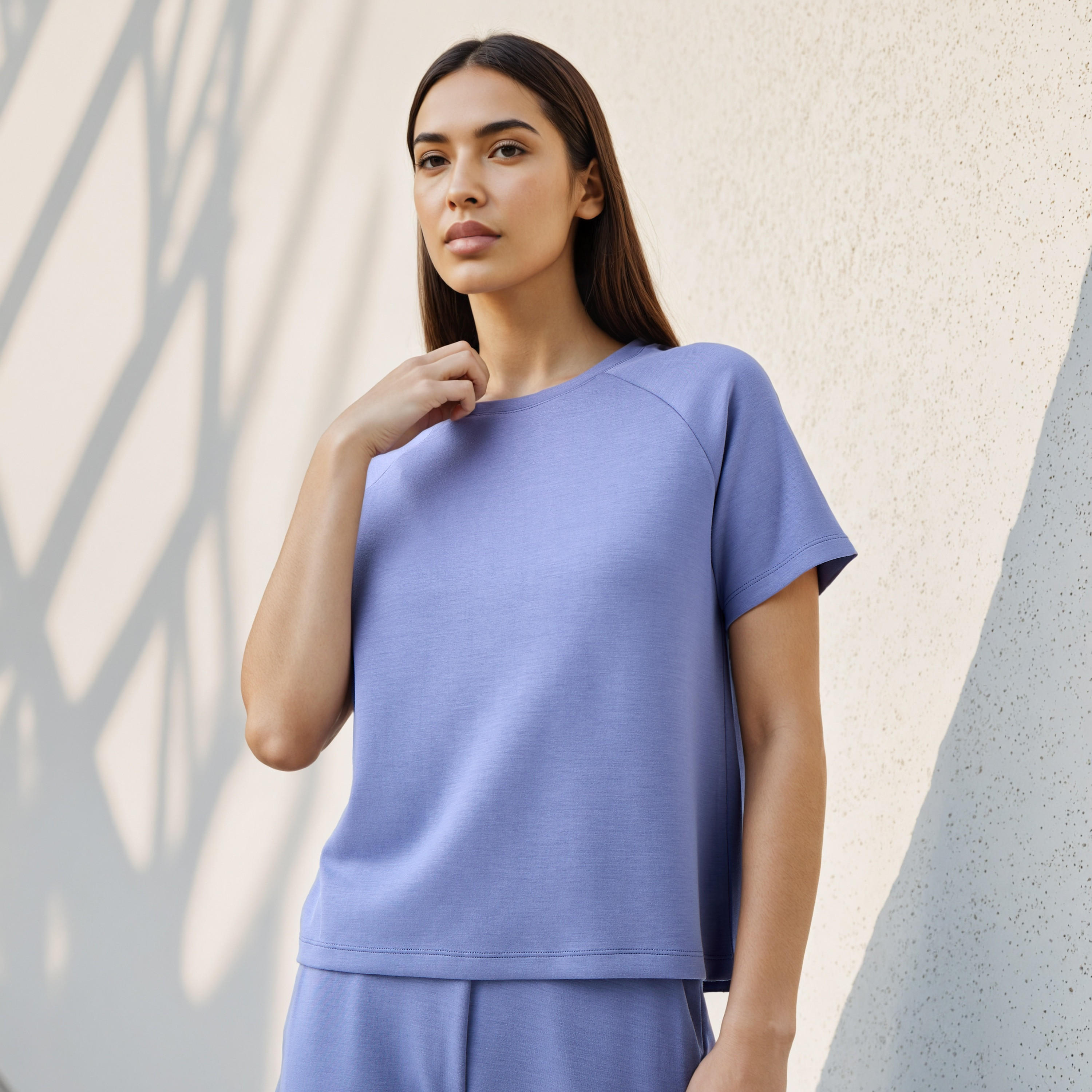 Crew Neck T-shirt with Short Sleeves-women-clothing-tshirts-image-1
